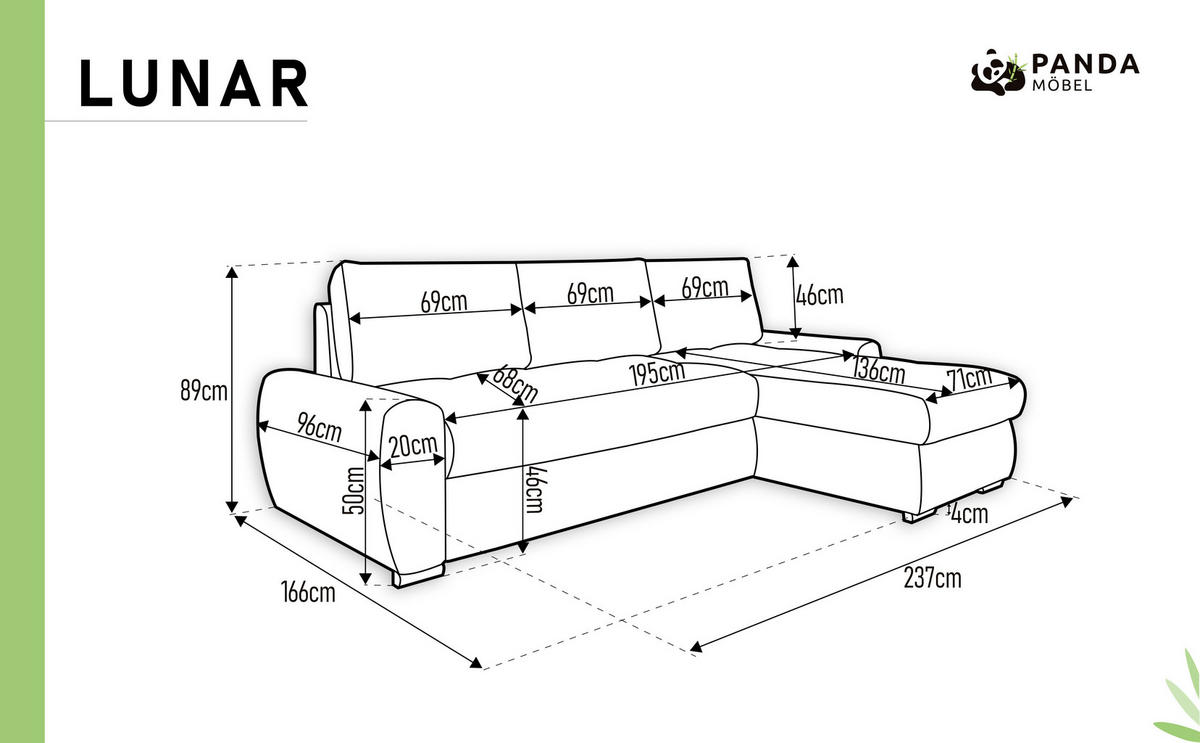 ECKSCHLAFSOFA Lunar Schlafsofa mit Bettkasten, Braun - Braun, Holz (237/166cm) - Panda Möbel