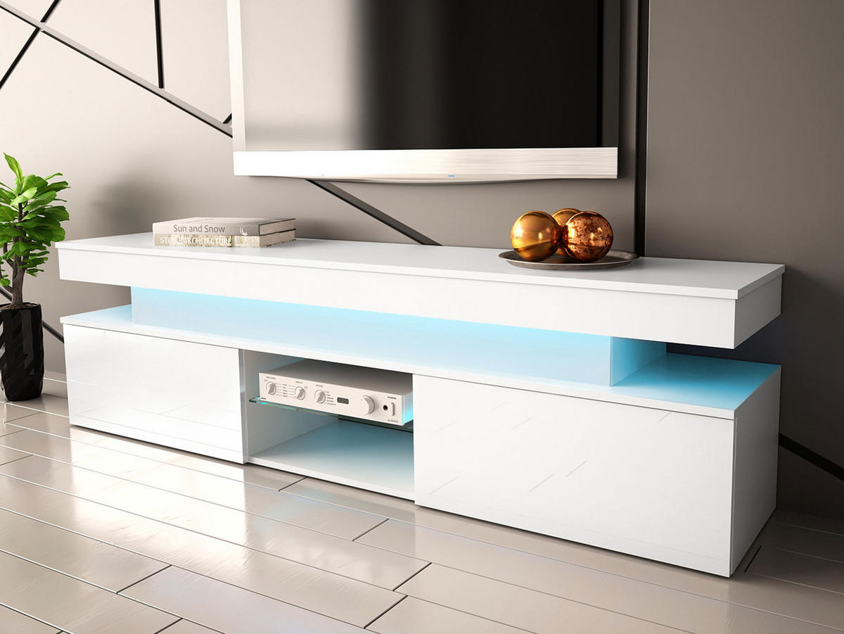 TV-LOWBOARD Glossa 2D 190 - Weiß, Holzwerkstoff/Kunststoff (190/54/39cm) - MIRJAN24