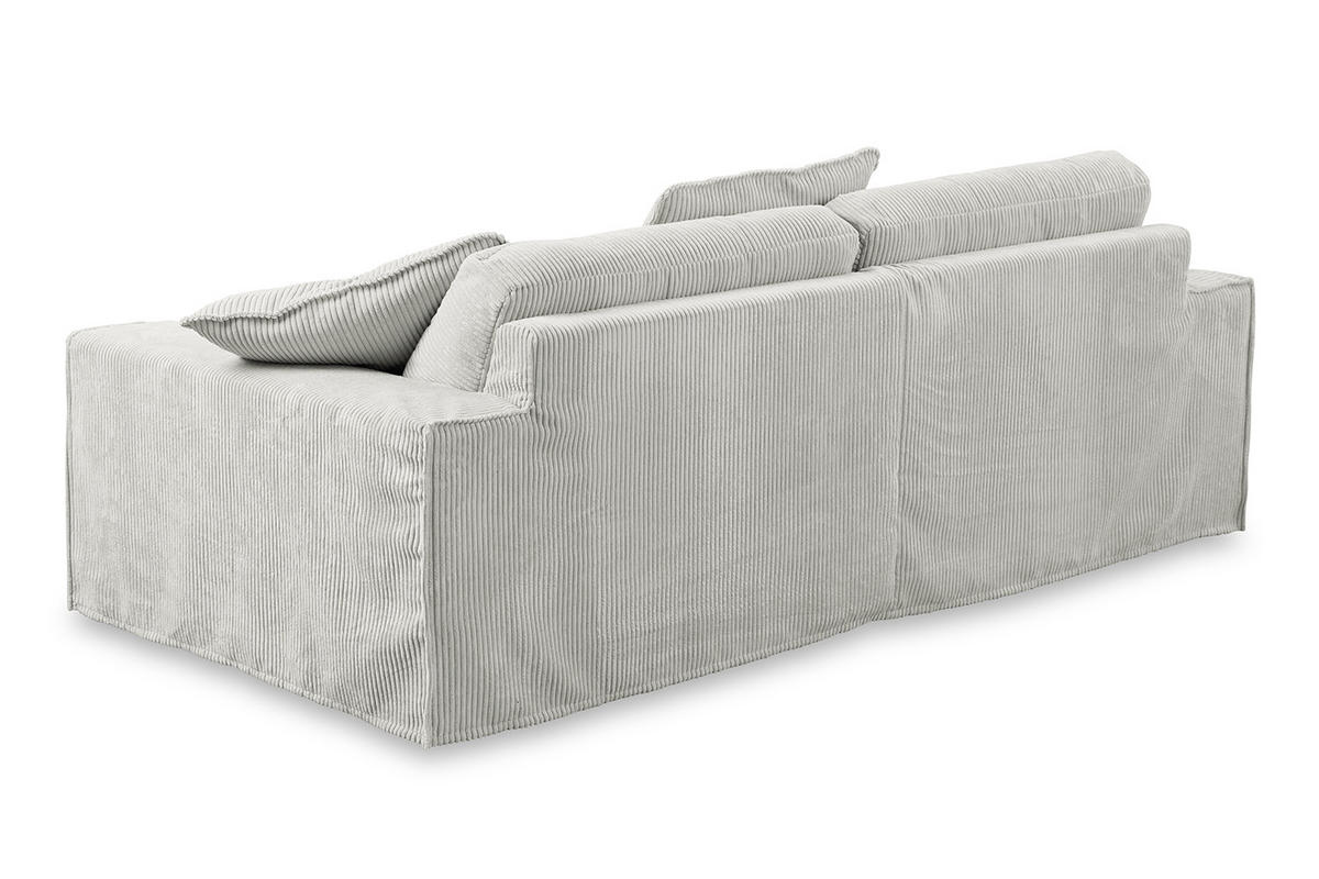SOFA NETTA Hellgrau Cord - Hellgrau/Braun, Birkenholz/Textil (226/90/116cm) - KAWOLA