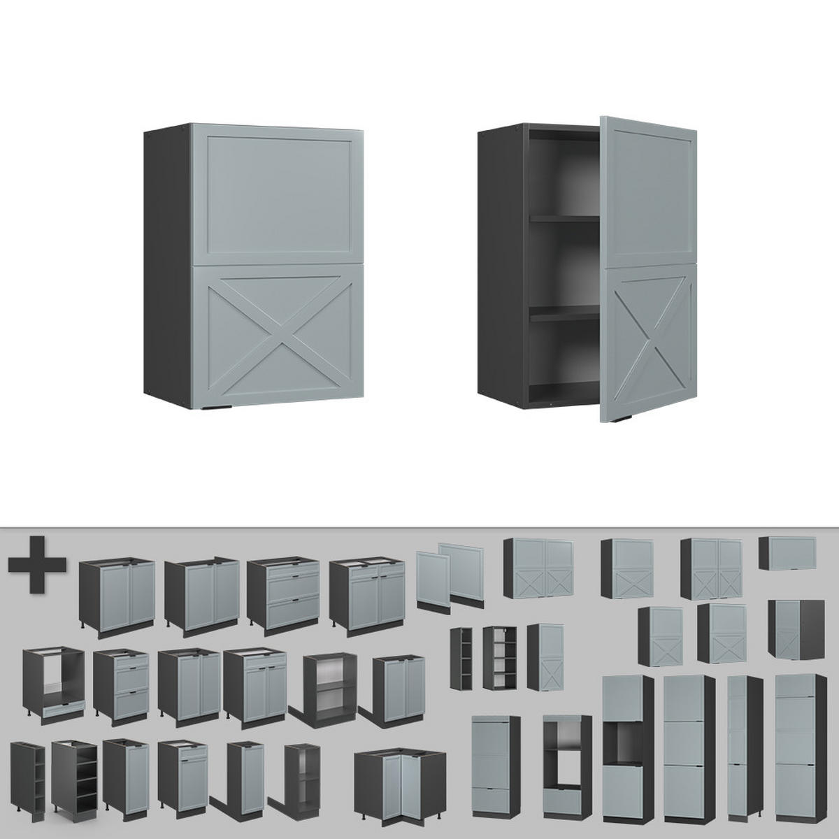 HÄNGESCHRANK Fame-Line Hellblau-grau 50 cm - Anthrazit/Blaugrau, Holzwerkstoff (50/72/34.1cm) - Vicco