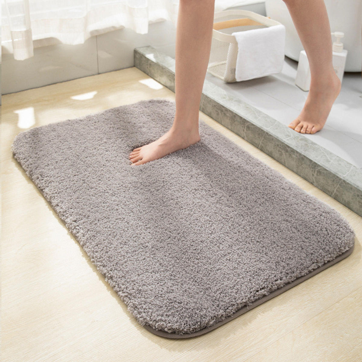 DUSCHMATTE – 40 x 60 cm – Dunkelgrau - Grau, Textil (23/23cm)