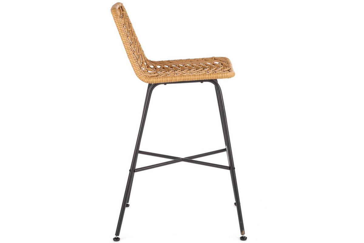 HOCKER IDUS Skandinavisch, natur/schwarz - Schwarz/Naturfarben, Kunststoff (113/46/43cm) - KONSIMO®