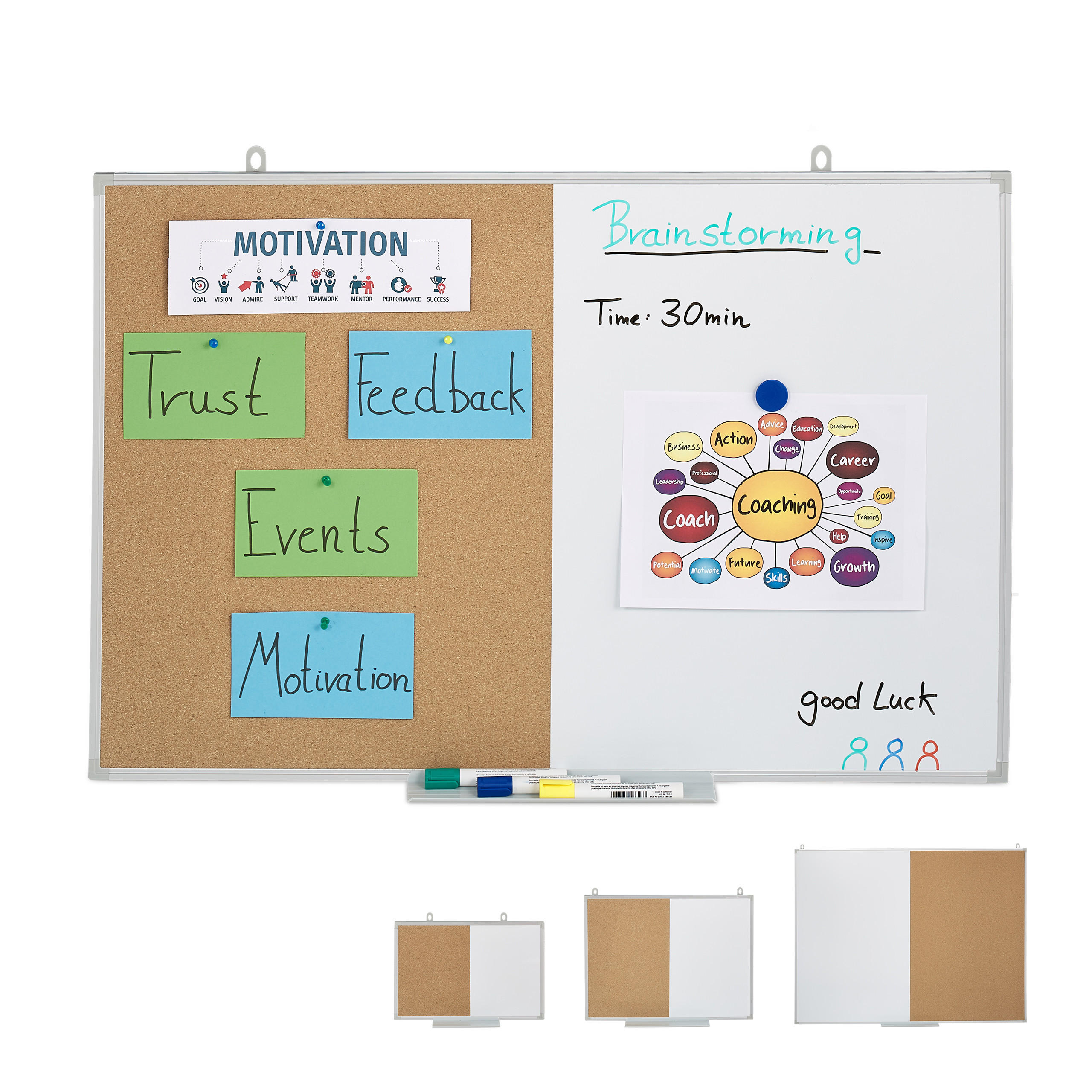 KOMBITAFEL - Multicolor, Naturmaterialen/Holzwerkstoff (90/60/7cm) - Relaxdays