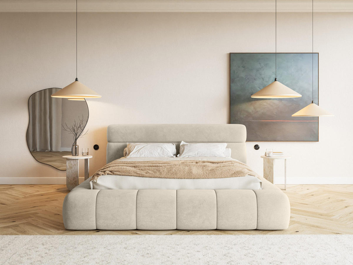 POLSTERBETT Nuuk 140x200 cm, Beige - Beige, Textil (140/200cm) - Fedve