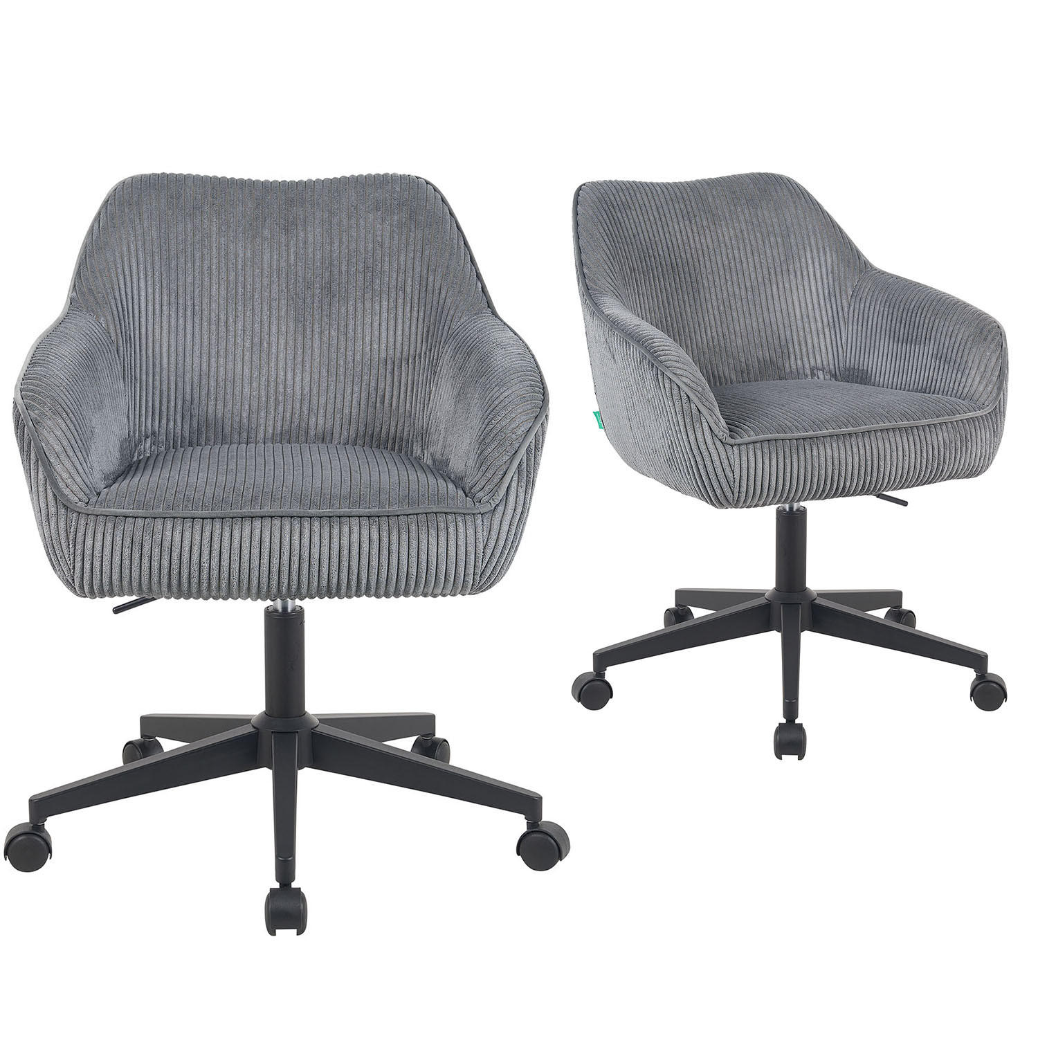 BÜROSTUHL Mika-Elio 2er-Set - Schwarz/Grau, Textil/Metall (60/79/61cm) - DUBI Möbel