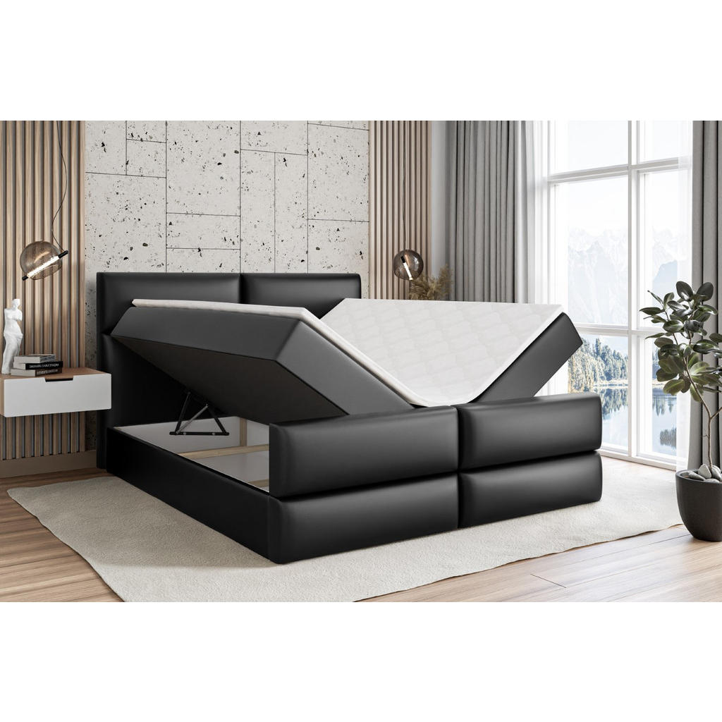 Thumbnail - Altdecor Boxbett, Schwarz Hochglanz, Holzwerkstoff, Höhe ca. 20 cm, 200x200 cm, Schlafzimmer, Betten, Boxspringbetten