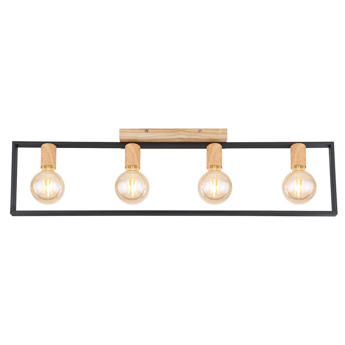 LED DECKENLEUCHTE Metall Braun 4 Flammig - Braun, Holz (90/6.5/26cm) - Globo Lighting