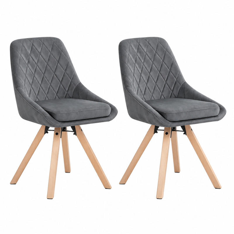 ESSSTUHL 2er-Set 360° drehbar 41 x 40 x 84 cm Dark Gray Samt/Buchenholz - Dunkelgrau, Holz (40/84/41cm) - Meubliv