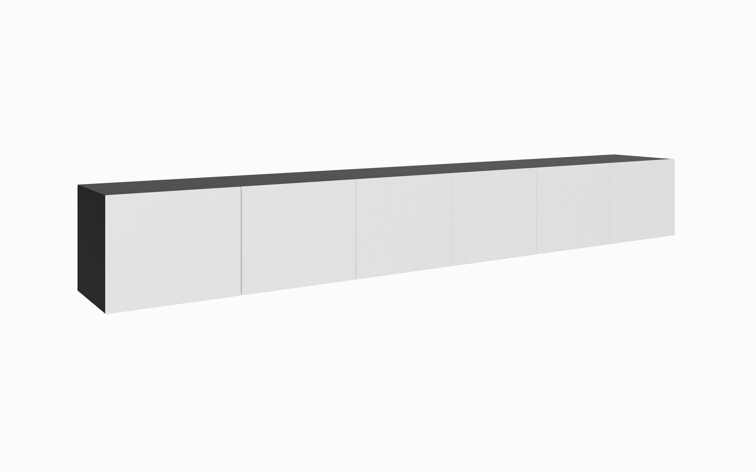Meblini Tv-Schrank Schwarz, Weiß 300x41x40 cm