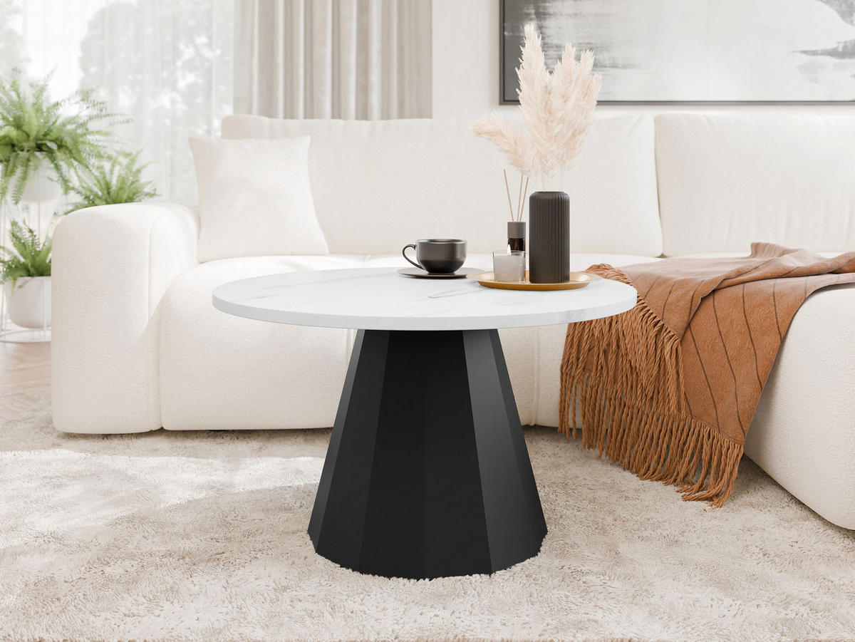 COUCHTISCH Elipse - Schwarz/Weiß, Holzwerkstoff/Metall (75/75/45cm) - MIRJAN24