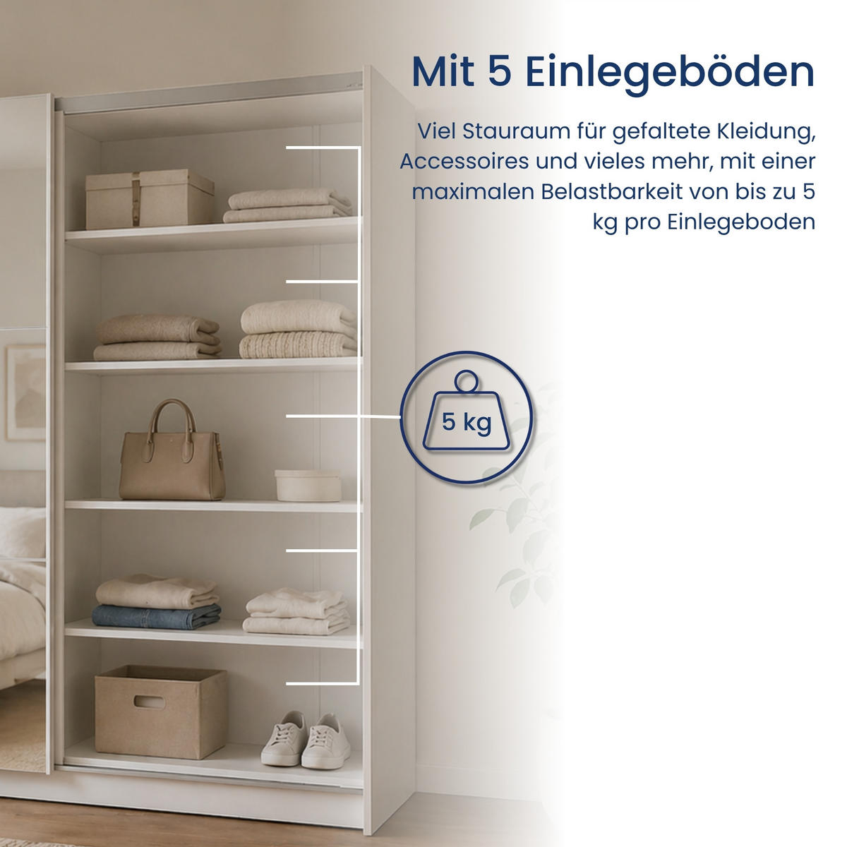SCHUIFKAST 2-Türen mit Spiegel in Weiß - Weiß, Holzwerkstoff (60/207/200.6cm) - Home Collective