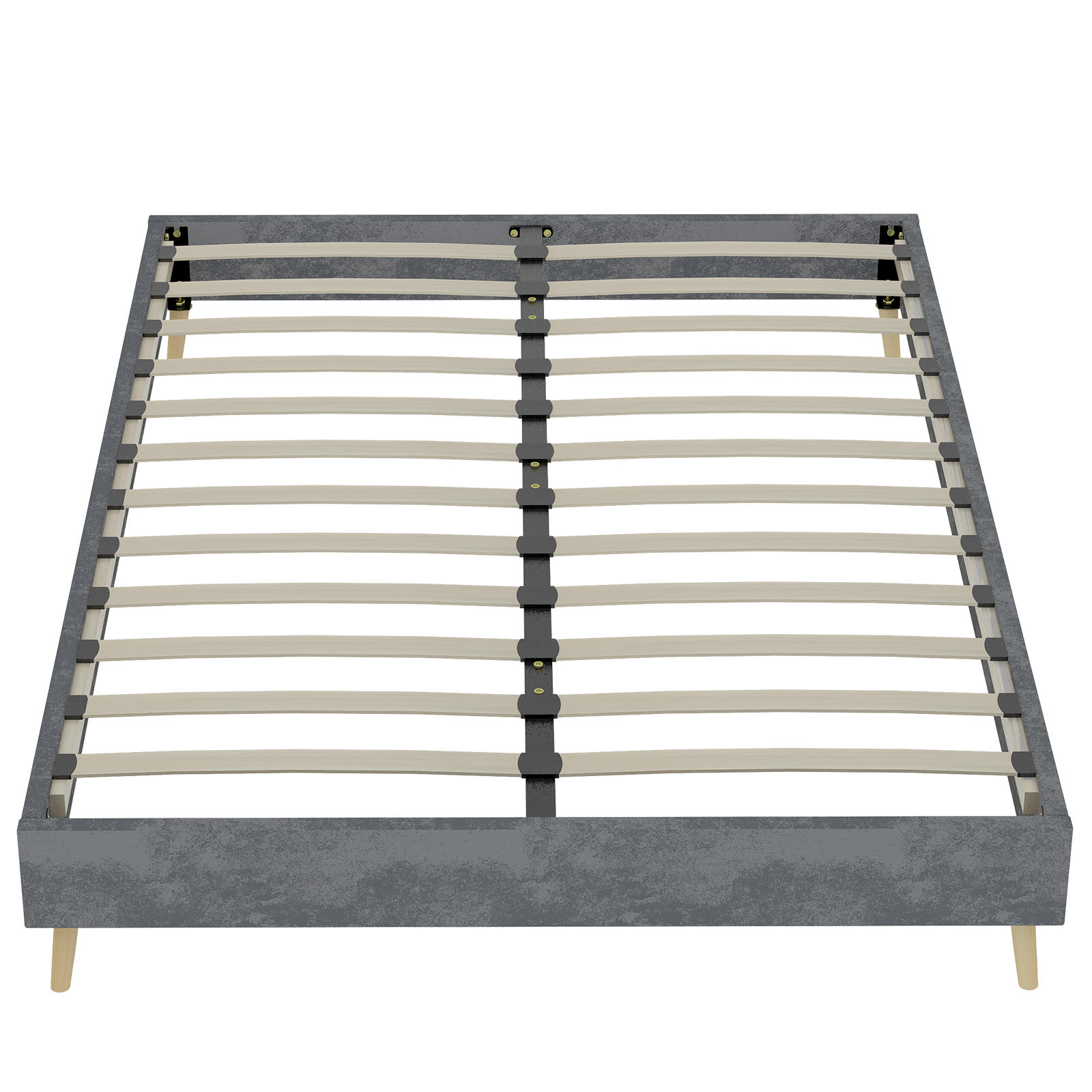POLSTERBETT 160/200 cm DE-35416 mit Samtbezug Grau - Grau, Metall (160/200cm) - ComfortXL
