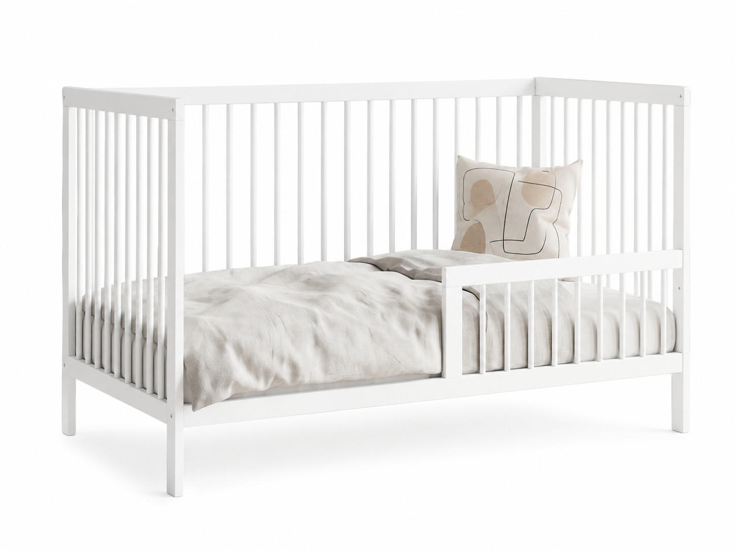 Kids Collective BABYPOSTÝLKA s poloviční boční zábranou 70x140 cm v bílé barvě