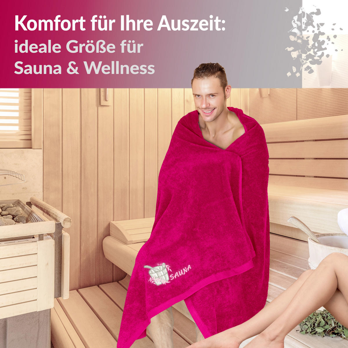 SAUNATUCH Lillby Purpur 100x200 cm - Pink, Textil (100/200cm) - Lashuma