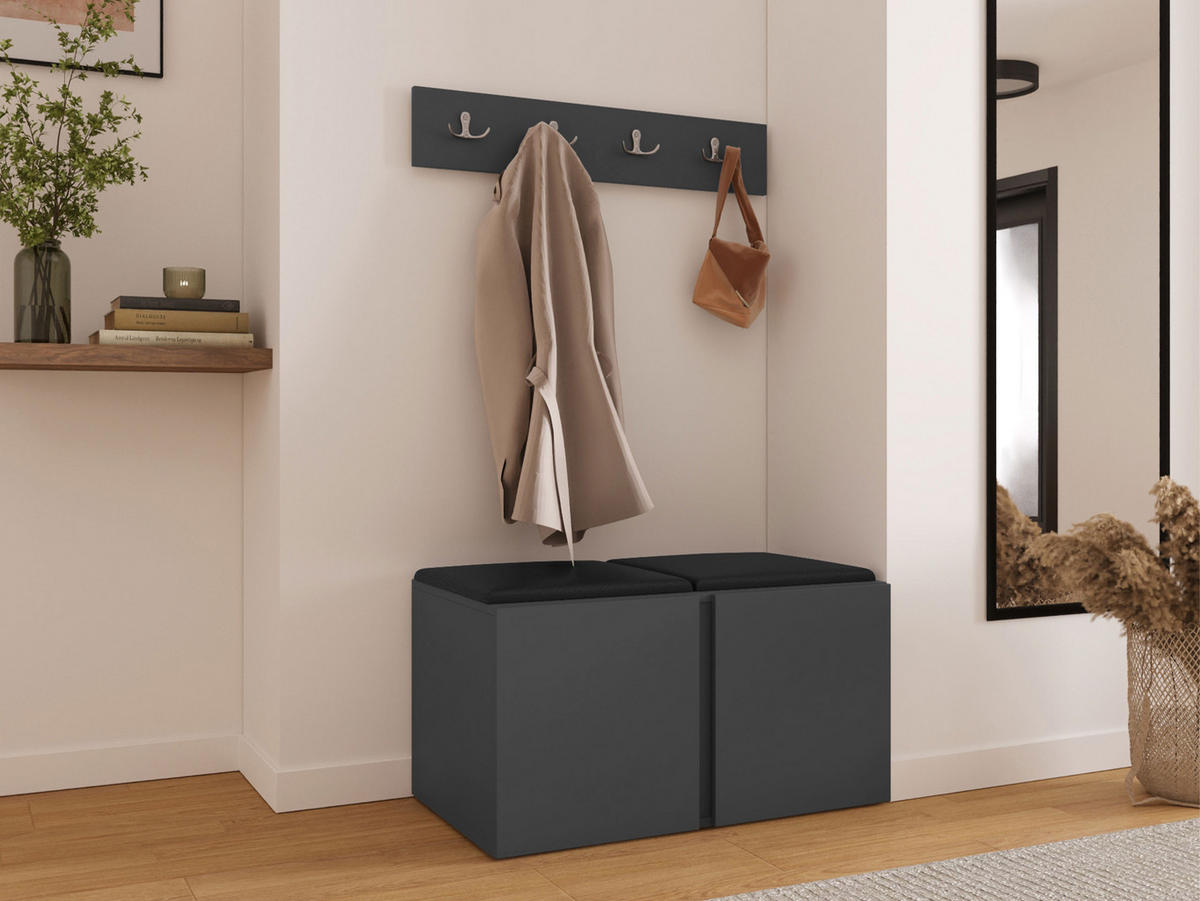 MOBILIER PENTRU HOL Orion VI - grafit/negru, material plastic/compozit lemnos (84/42/46cm) - MIRJAN24