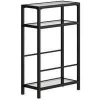 BEISTELLTISCH kleiner Couchtisch mit 3 Ebenen, Tischplatte aus Hartglas Schwarz - Schwarz, Metall (40/18/62cm) - HOMCOM