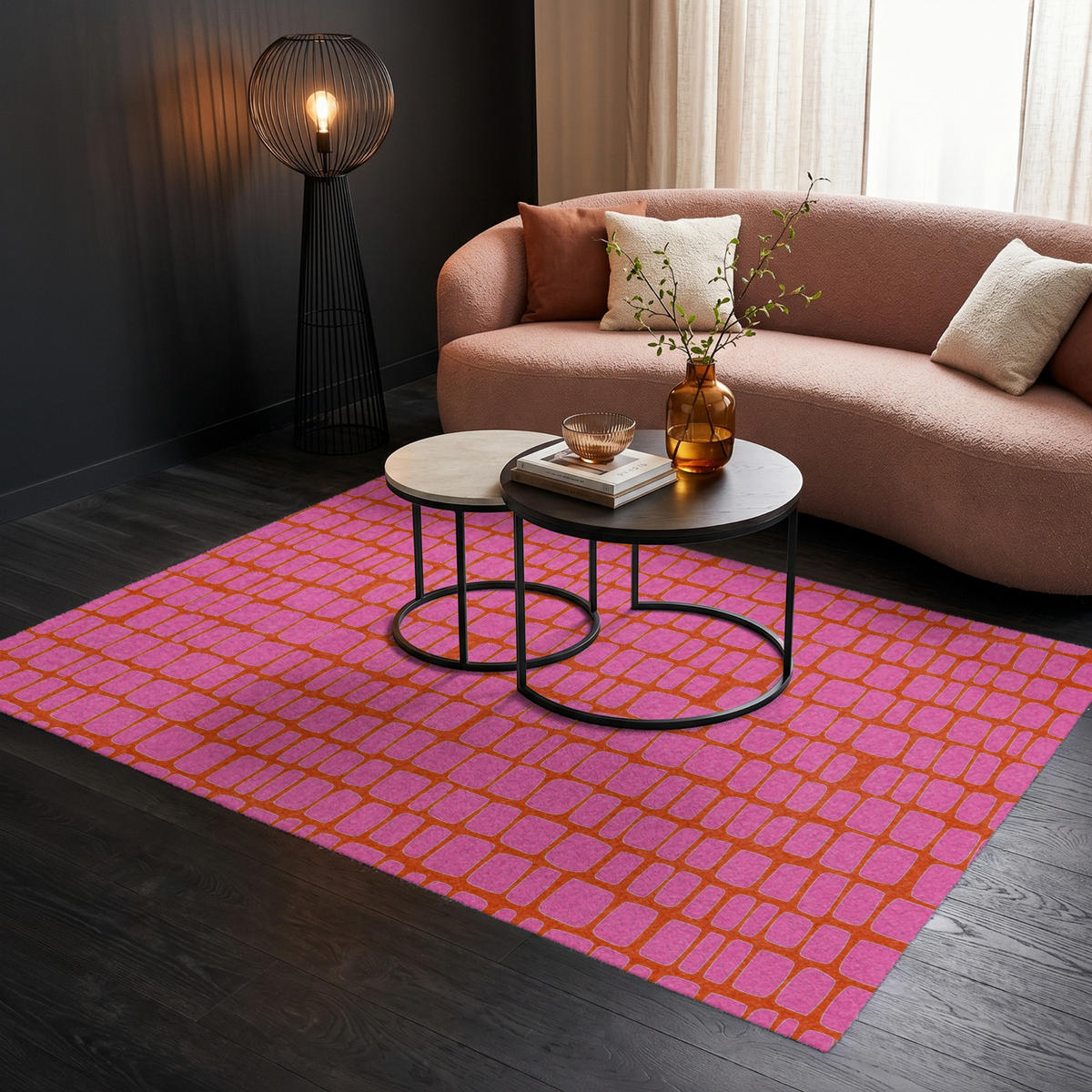 KOBERCE - Organic - Mriežka - Ružová - 200x140 cm - pink, textil/plast (200/0.4cm) - OnlyWow