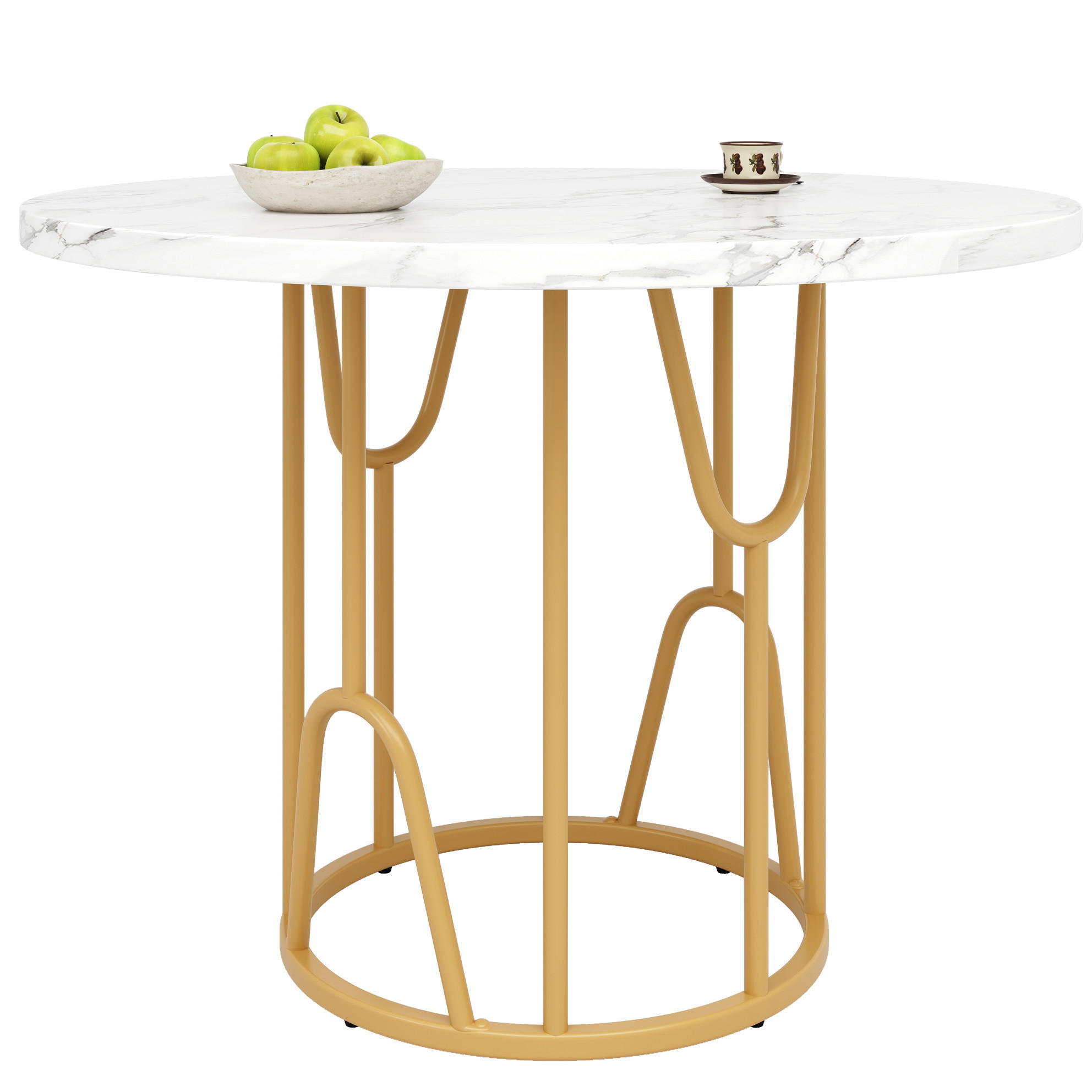 ESSTISCH, MDF-Tischplatte in Marmoroptik & Metallgestell, 80/80/76 cm, Gold - Goldfarben, Holzwerkstoff (80/80/76cm) - Redom