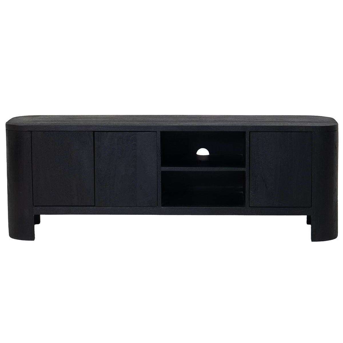 TV-MÖBEL aus Mangoholz 160cm, schwarz - Schwarz, Holz (160/55/40cm) - Giga Meubel