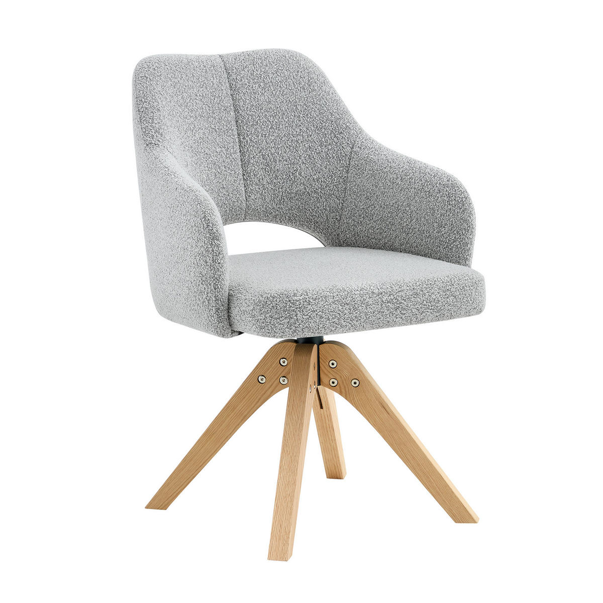 ESSZIMMERSTÜHLE 2er-Set Drehbar Stoff Massivholz - Hellgrau, Textil (45/85/48cm) - Urban Meuble