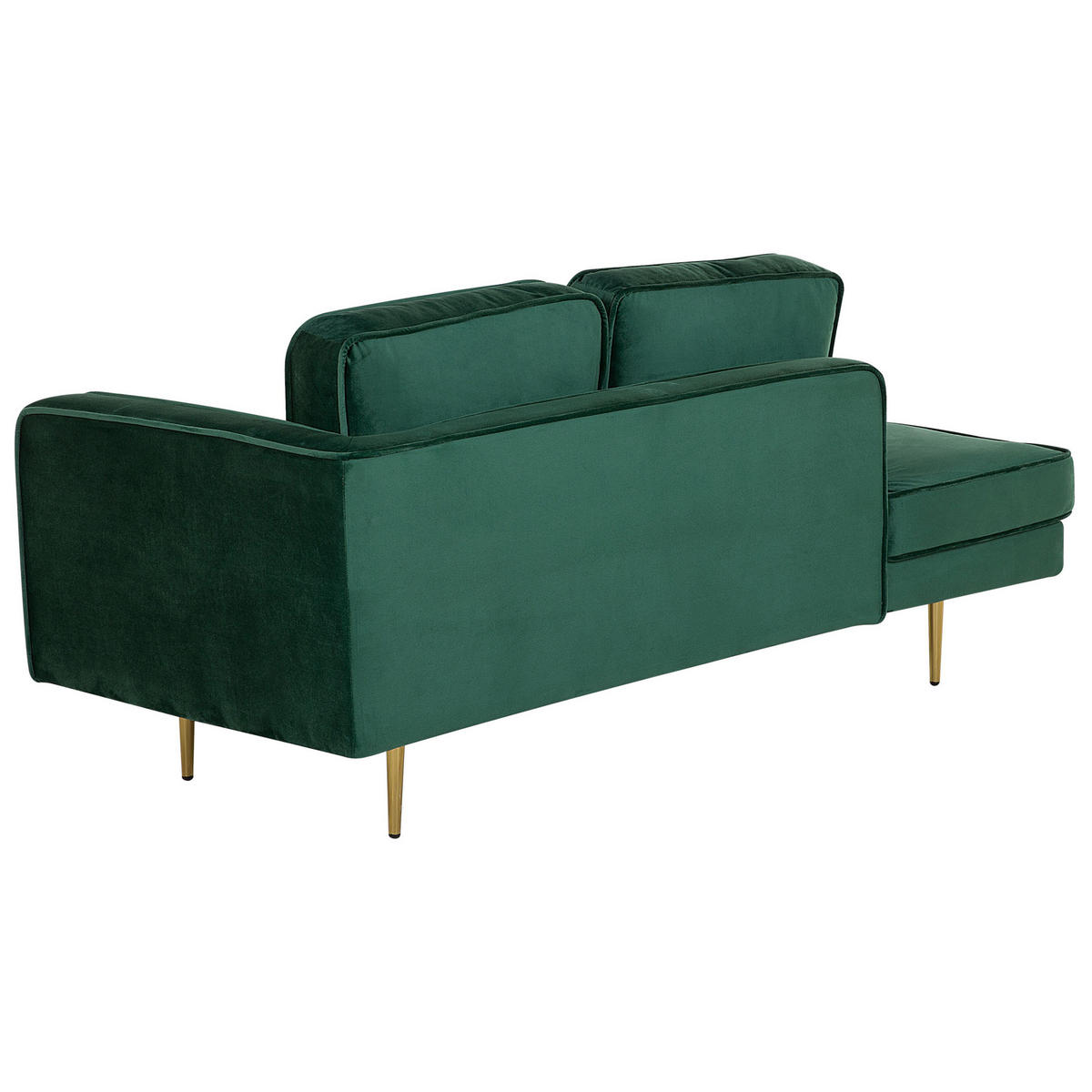 CHAISELONGUE Samtstoff smaragdgrün rechtsseitig Miramas - Goldfarben/Grün, Textil (171/63/79cm) - Beliani