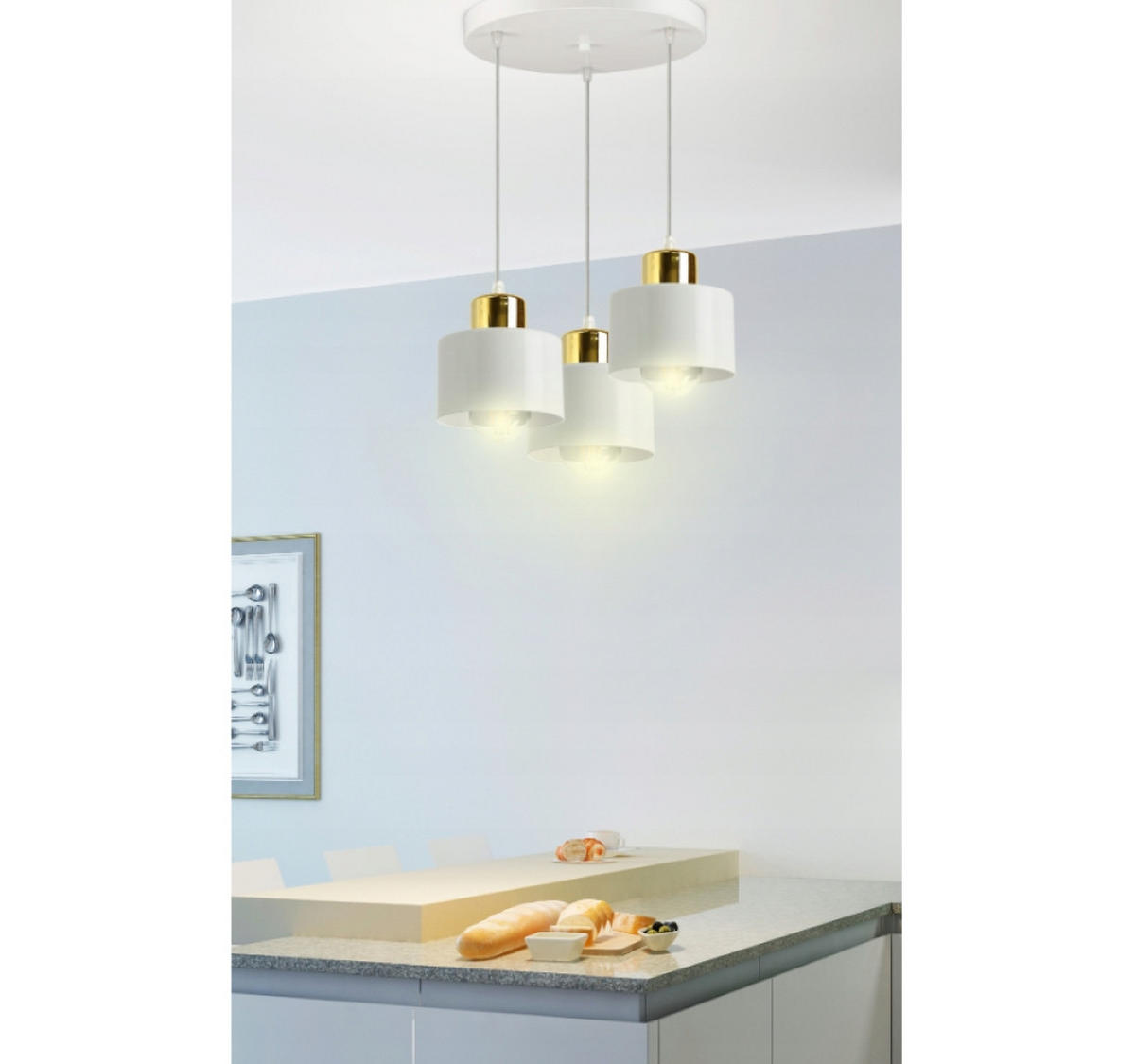 PENDELLEUCHTE Roller - Goldfarben/Weiß, Metall (30/30/70cm) - kiki design