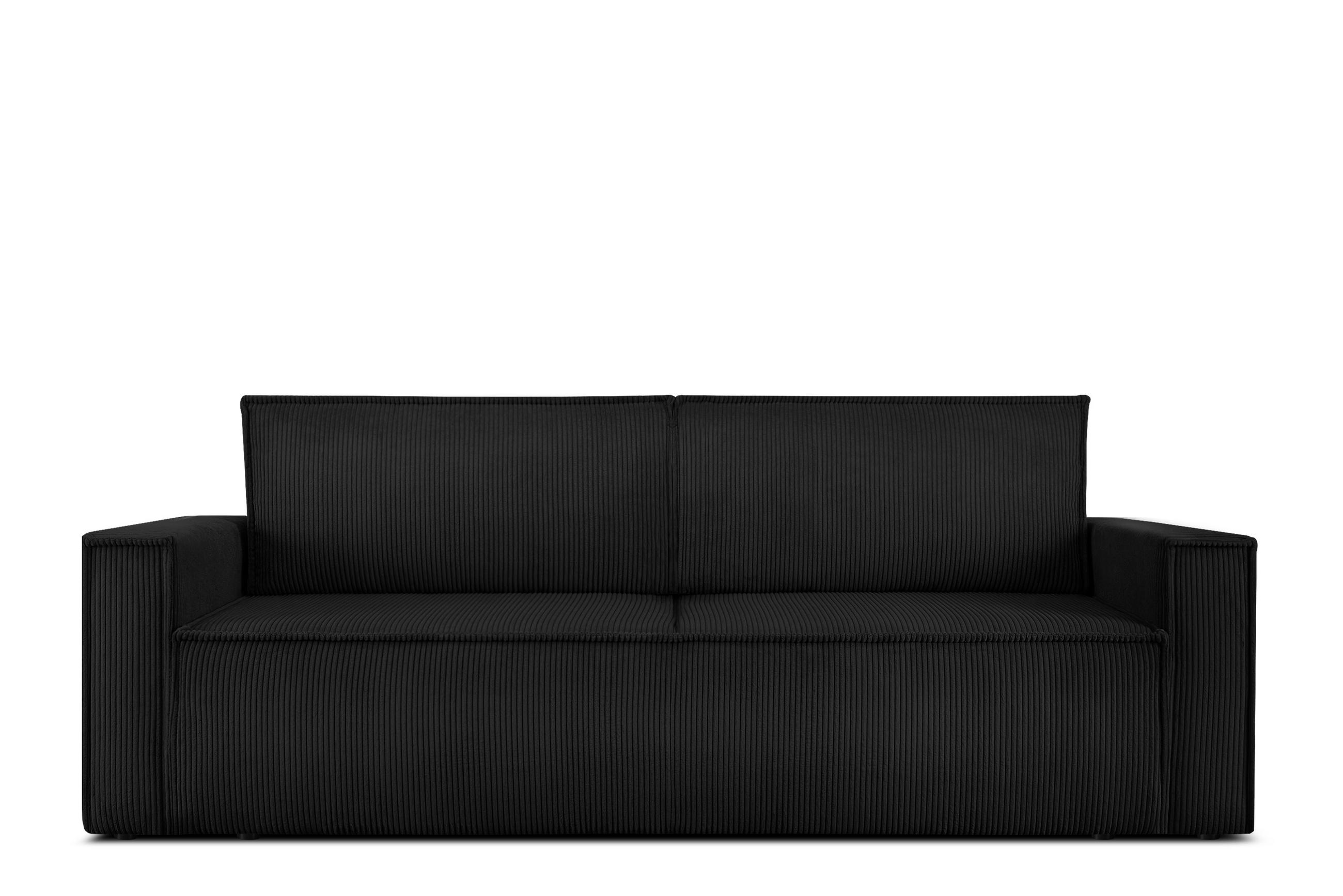 SCHLAFSOFA NAPI in Pet Friendly Cord-Stoff, Schwarz - Schwarz, Textil (228/89/101cm) - KONSIMO®
