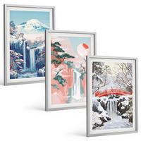 BILDER SET 3er Set - 40x60 cm Silberner Rahmen - Berglandschaften, Wasserfälle - Silberfarben, Kunststoff (40/60cm) - TULUP