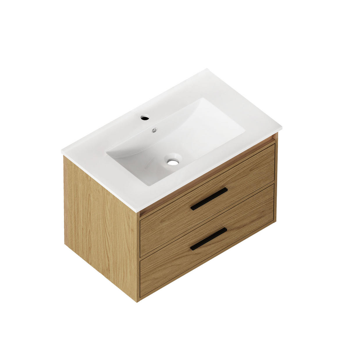 BADEZIMMERSCHRANK 75 cm Hell Eiche mit 2 Schubladen - Eichefarben, Holzwerkstoff (46.5/52/76cm) - Beauniv