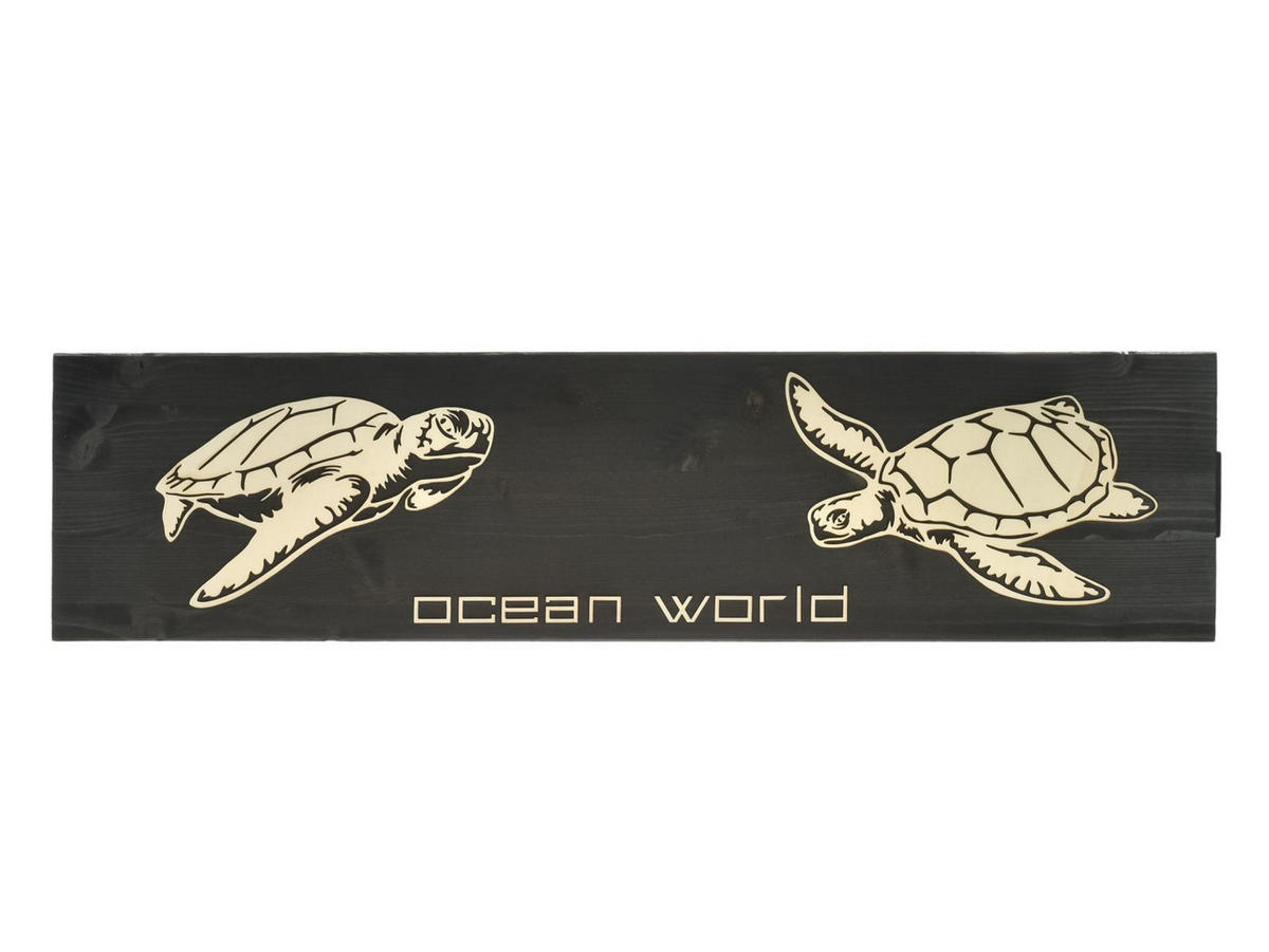 WANDBILD Turtles Holz 80/20 cm - Sandfarben/Braun, Holz (2.5/20cm) - Raumzutaten