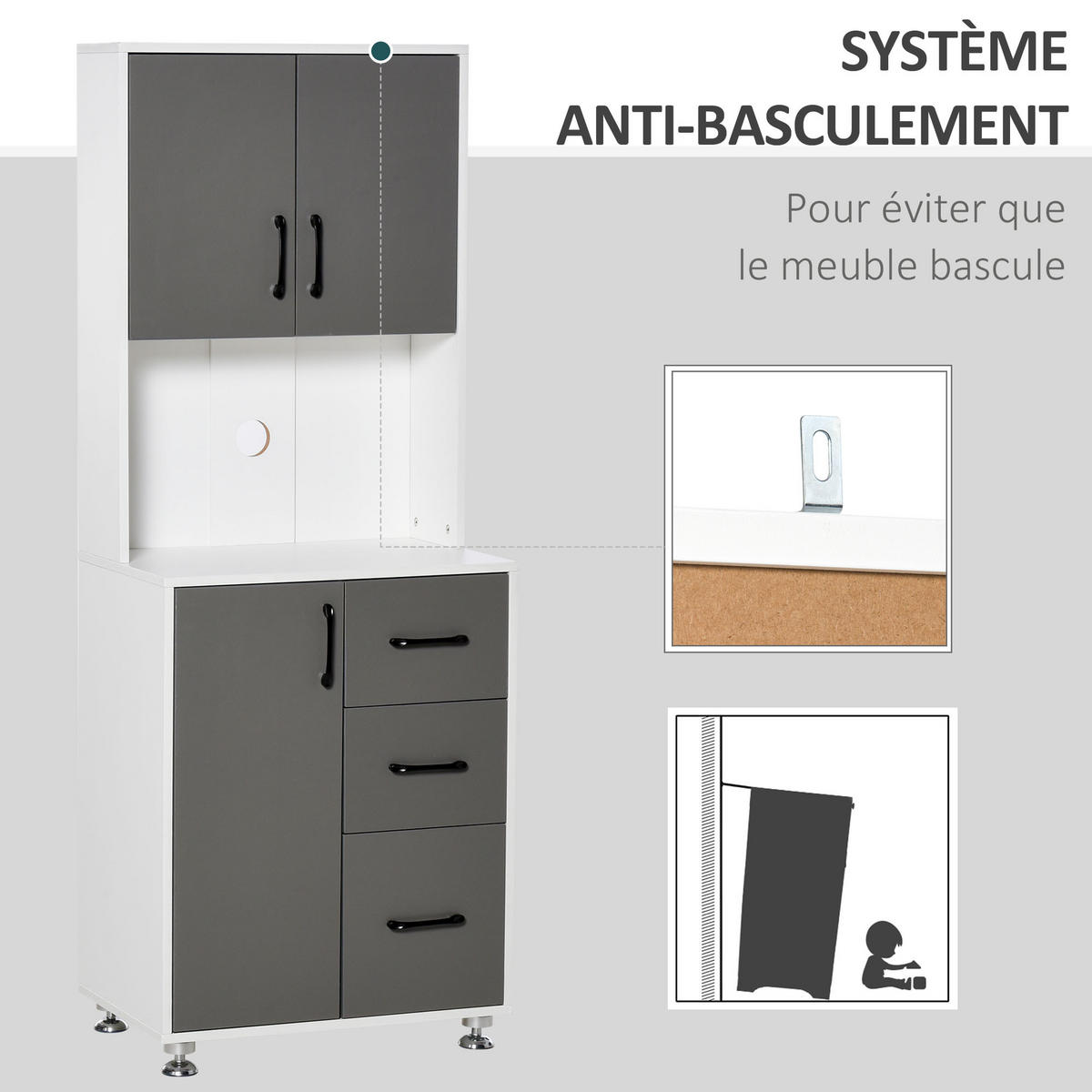 HIGHBOARD DE-10981 2+1 Türen Grau/Weiß - Grau, Holzwerkstoff (40/160/60cm) - ComfortXL
