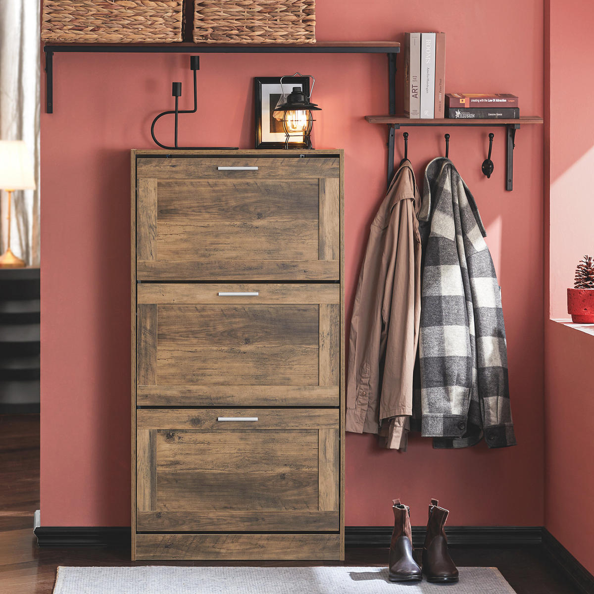 SCHUHSCHRANK Braun - Braun, Holzwerkstoff (60/115/23cm) - SoBuy