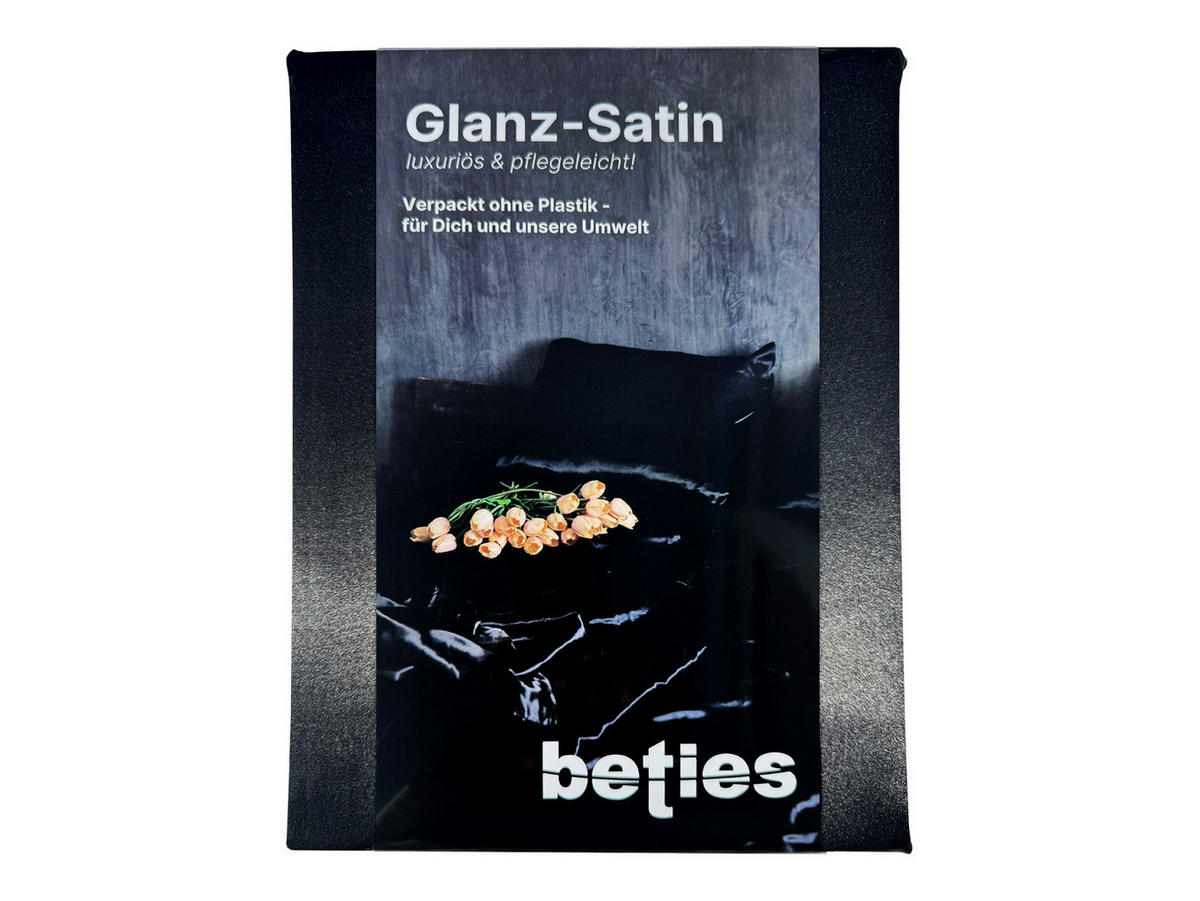 SPANNBETTTUCH Glanz Satin schwarz 160/200 cm - Schwarz, Textil (160/200cm) - beties Heimtextil