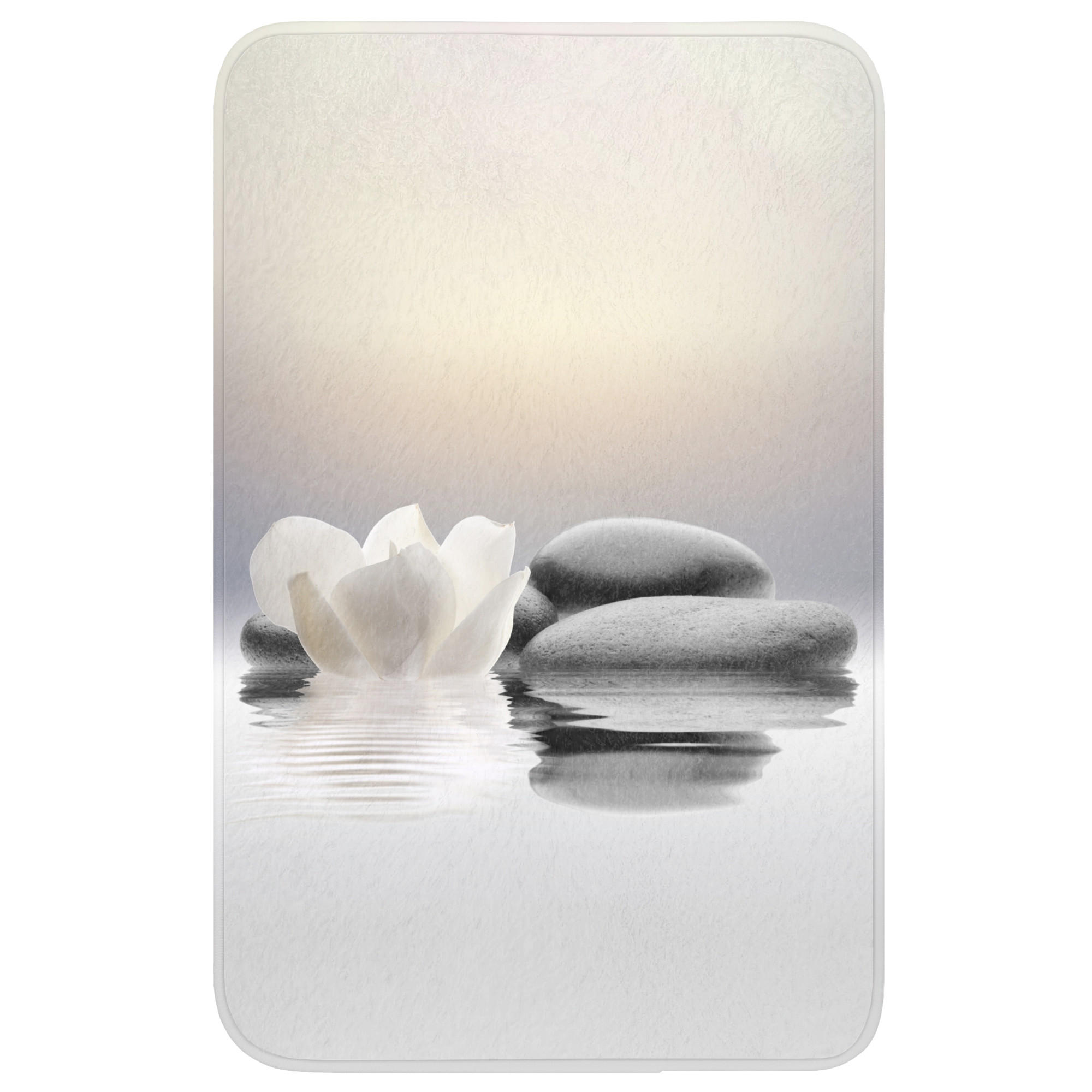 WC-VORLEGER Steine - Lotus - Weiß - Wasser - Zen WC Teppich 50x80 cm - Weiß, Kunststoff/Textil (50/1cm) - OnlyWow