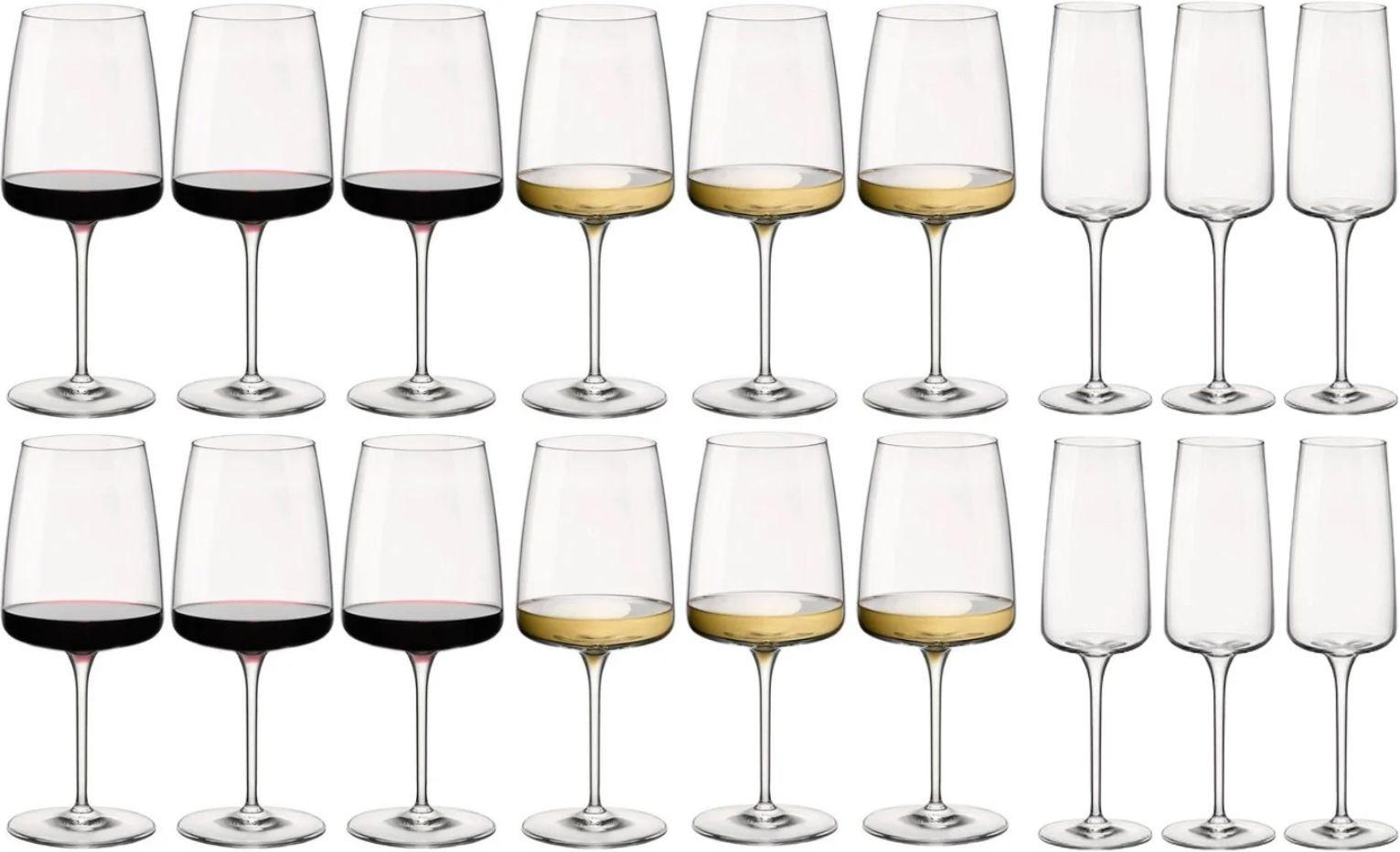 WEINGLÄSER-SET Nexo (Rotweingläser, Weißweingläser und Champagnergläser) – 18-teiliges Set - Transparent, Glas (0.1L) - Bormioli Rocco
