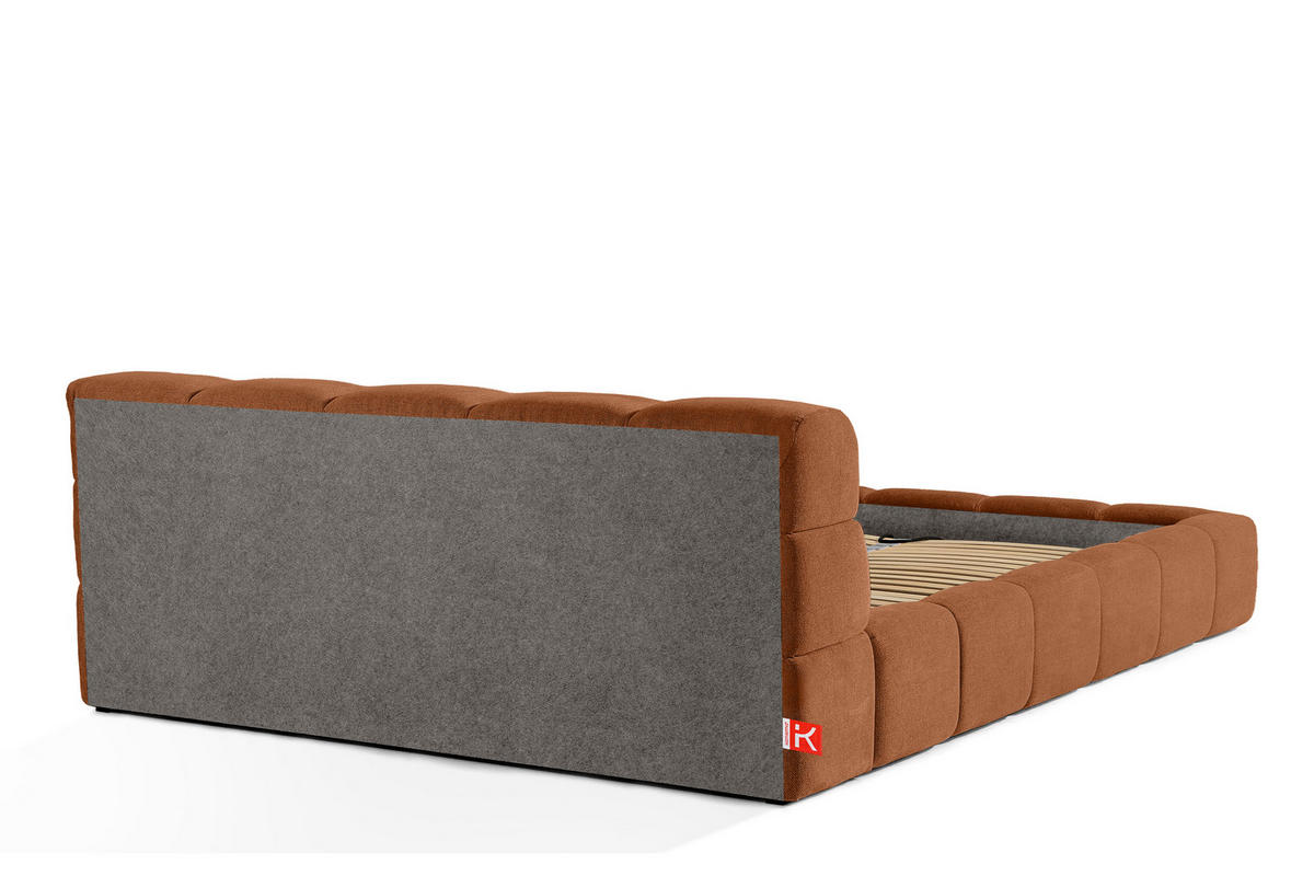 POLSTERBETT AERI 140/160/180/200 mit Rahmen und Bettkasten, orange - Orange, Holz/Holzwerkstoff (200/200cm) - KONSIMO®