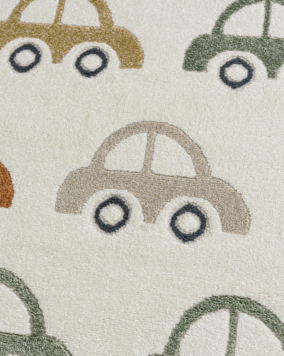 KINDERTEPPICH Alora Coches Mazovia 160x230cm Creme Grün Autos Kurzflor - Grün, Textil (160/230cm) - Mazovia