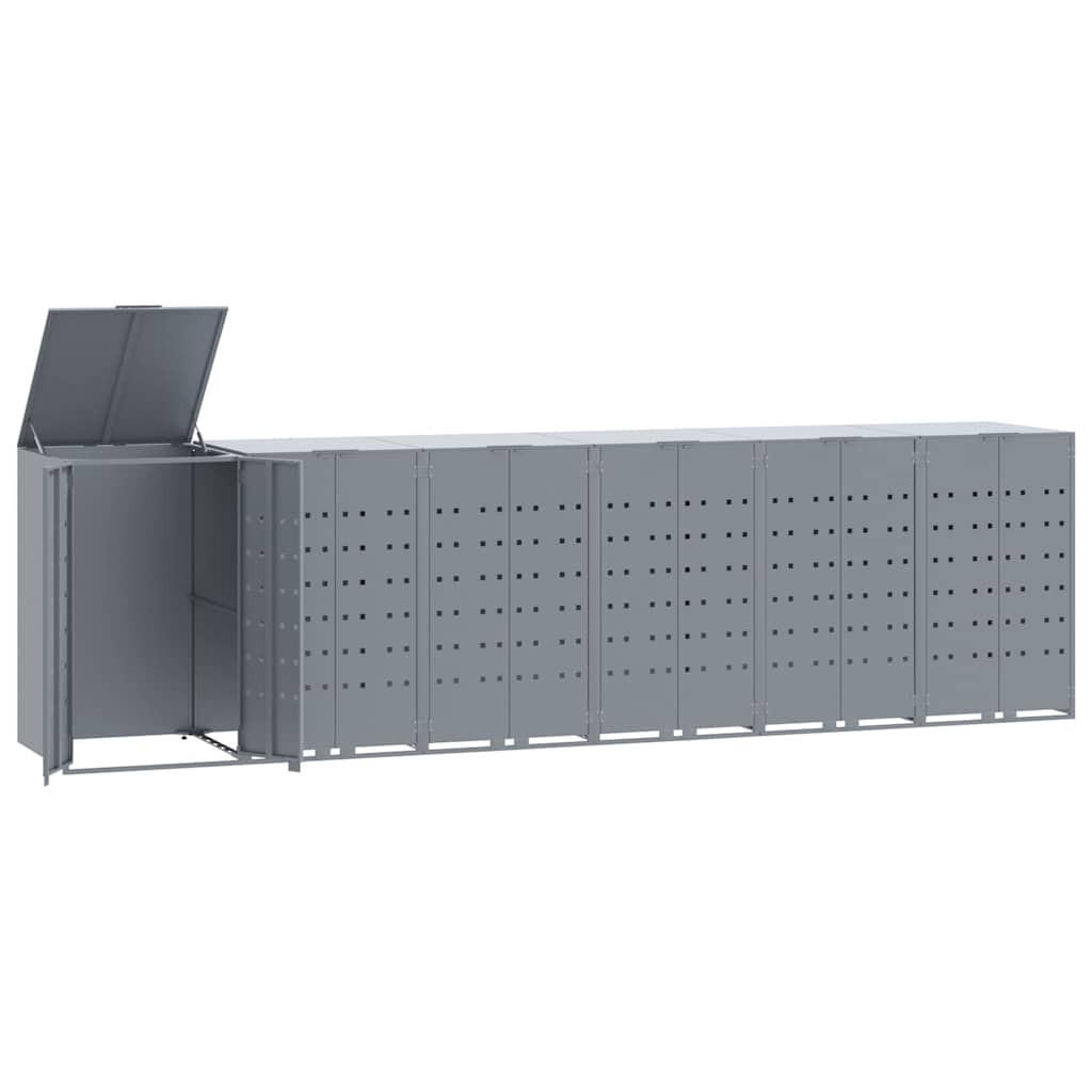 MÜLLTONNENBOX Gorilo für 6 Tonnen Grau 414x79x117 cm - Grau, Metall (414/117/79cm) - DELUKE