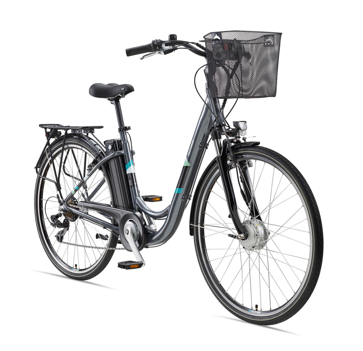 E-BIKE Cityrad Multitalent RC822 Für Damen u. Herren 374,4 Wh Frontmotor 7-Gang-Kettenschaltung 28 Zoll - Anthrazit, Metall (114.5cm) - Telefunken
