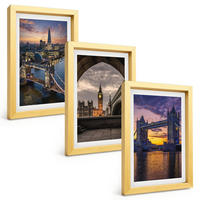 BILDER SET 3er Set - 20x30 cm Goldrahmen - Stadtbrücken, Uhrtürme - Goldfarben, Kunststoff (20/30cm) - TULUP