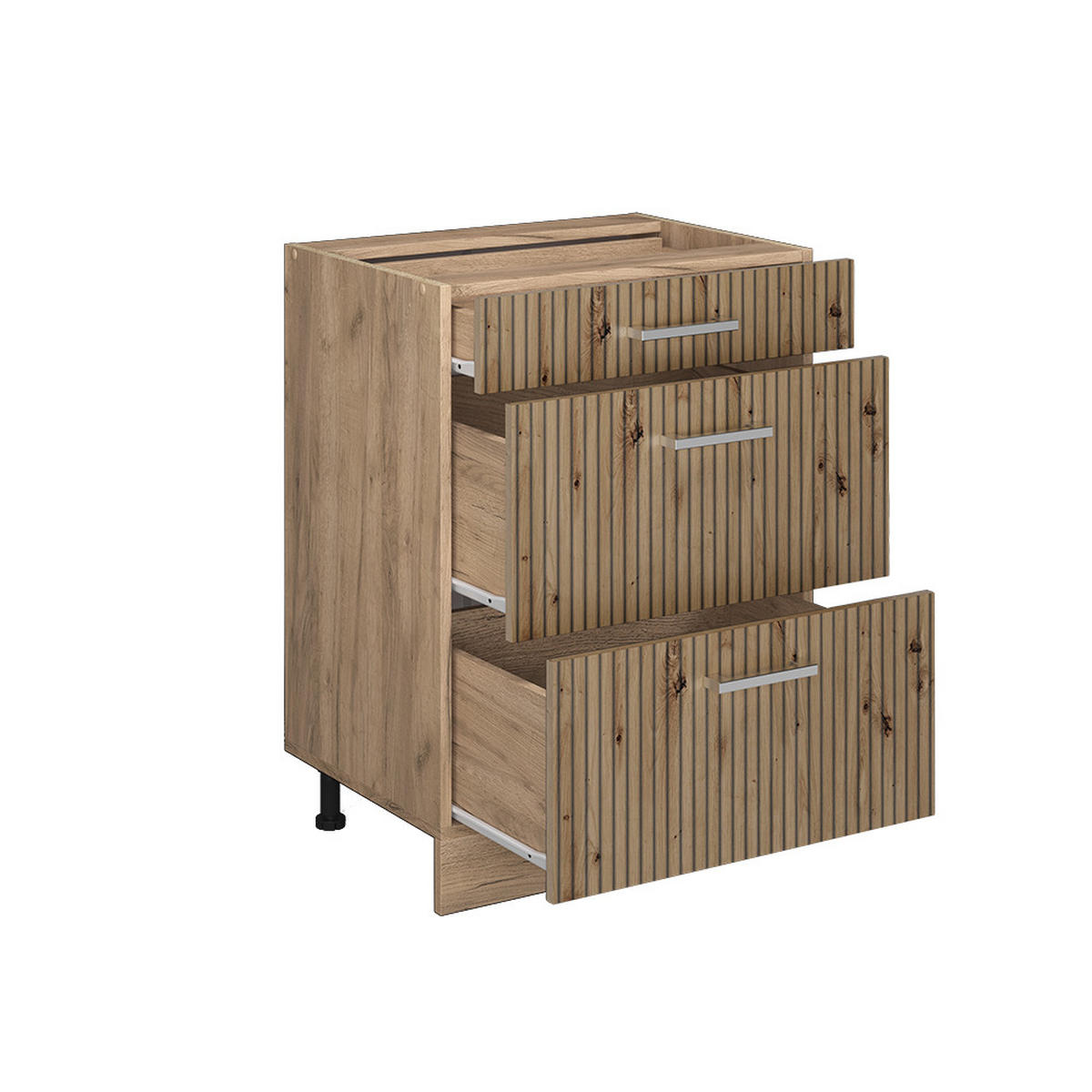 KÜCHENUNTERSCHRANK R-Line Artisan-Eiche 60 cm mit Schubladen, AP Eiche - Eiche Wotan/Eiche Artisan, Holzwerkstoff (60/81.6/60cm) - Vicco