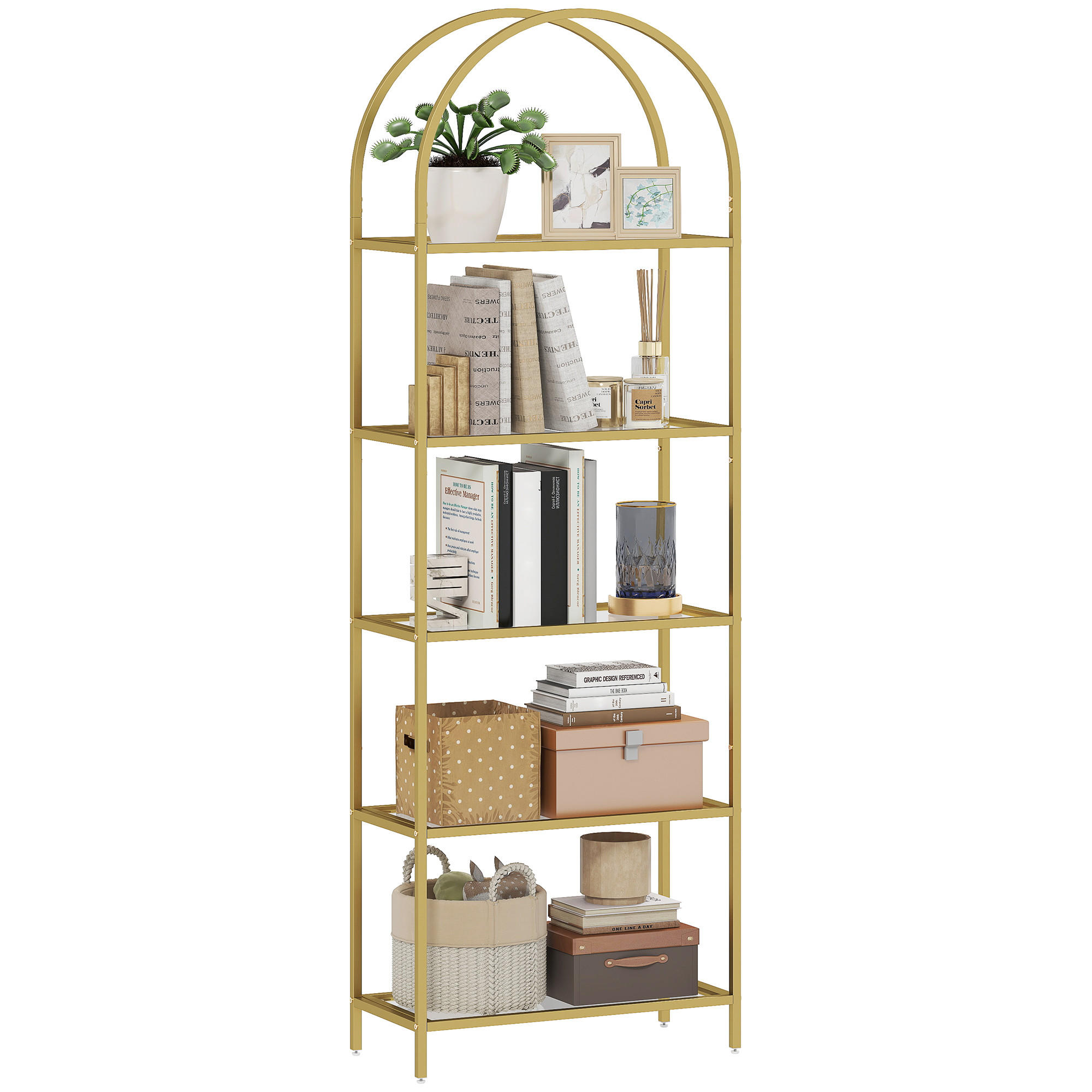 REGAL DE-15535 5-stufig, 60/30/175 cm, gewölbt Gold - Goldfarben, Metall (30/175/60cm) - ComfortXL