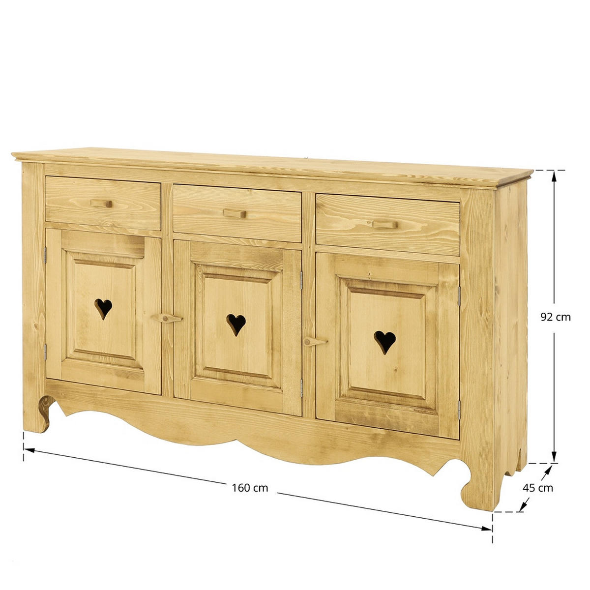 SIDEBOARD aus Massivholz MEXICANA - Honig, Holz (160/92/45cm) - Seart