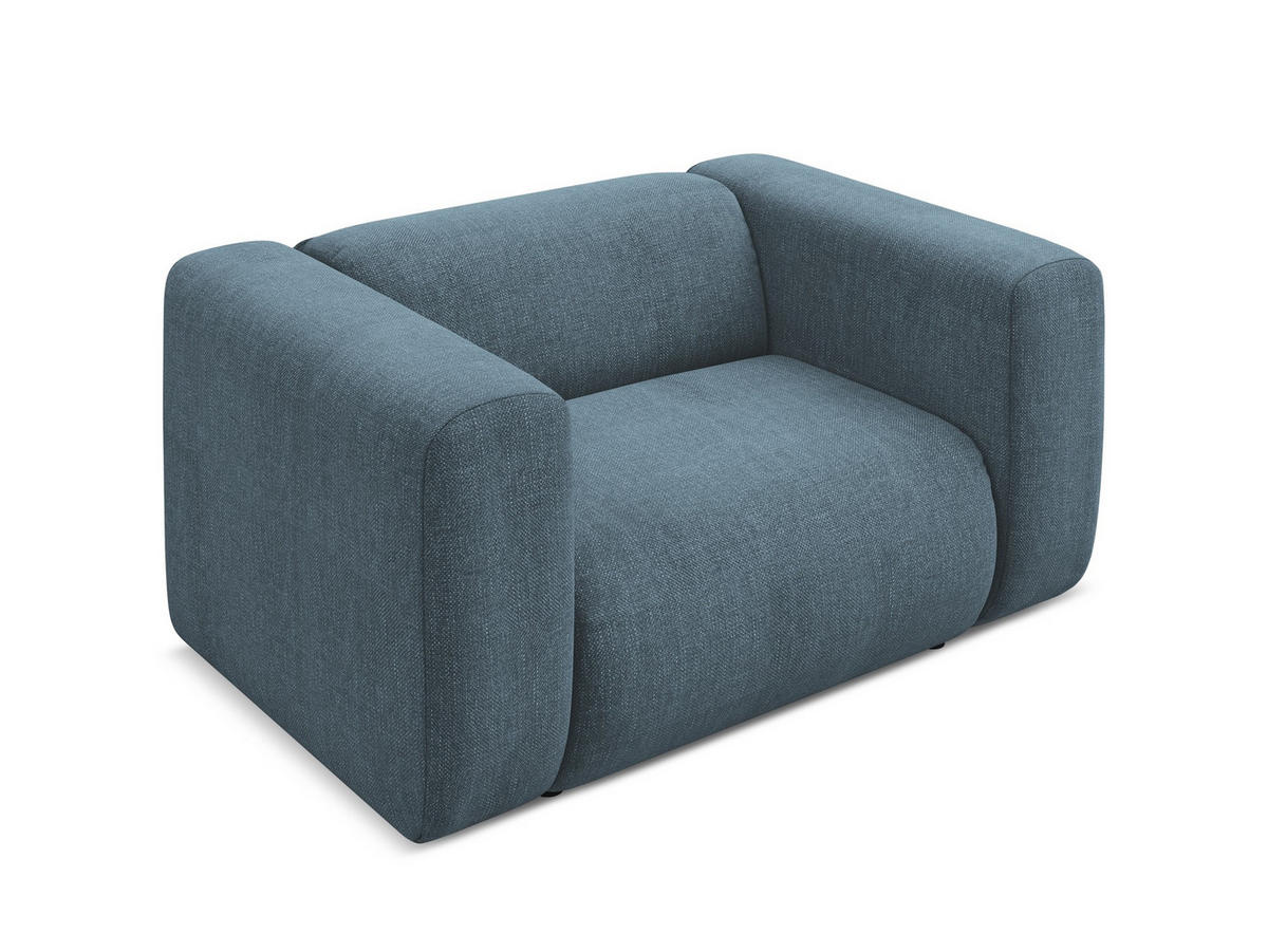 SESSEL Chenille Stoff Blau - Blau/Blaugrau, Kunststoff/Textil (137/70/89cm) - Makamii