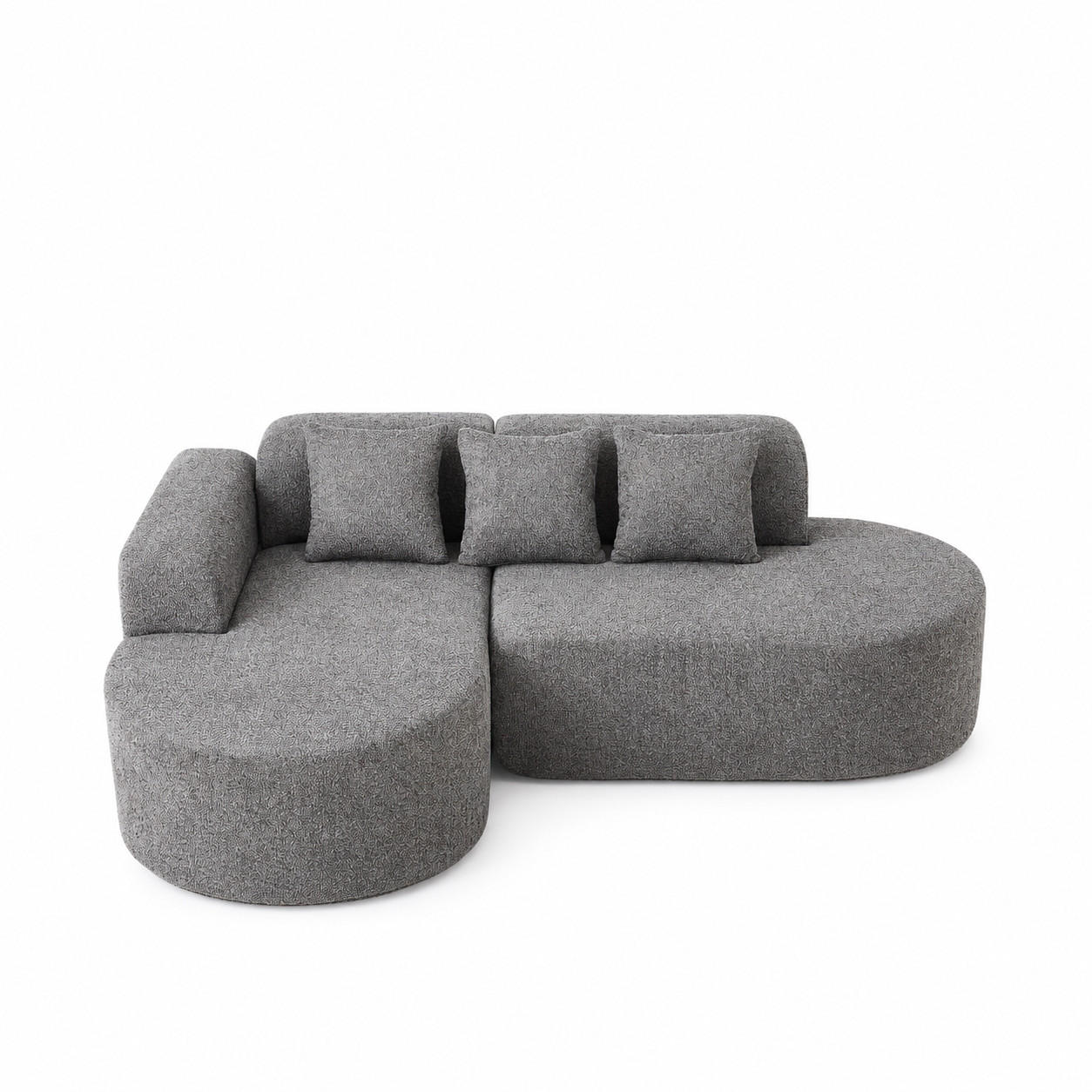 ECKSOFA 222/157/73 cm Grau Chenille mit 3 Kissen (Linke Seite) - Anthrazit, Textil (157/222cm) - Oxeza