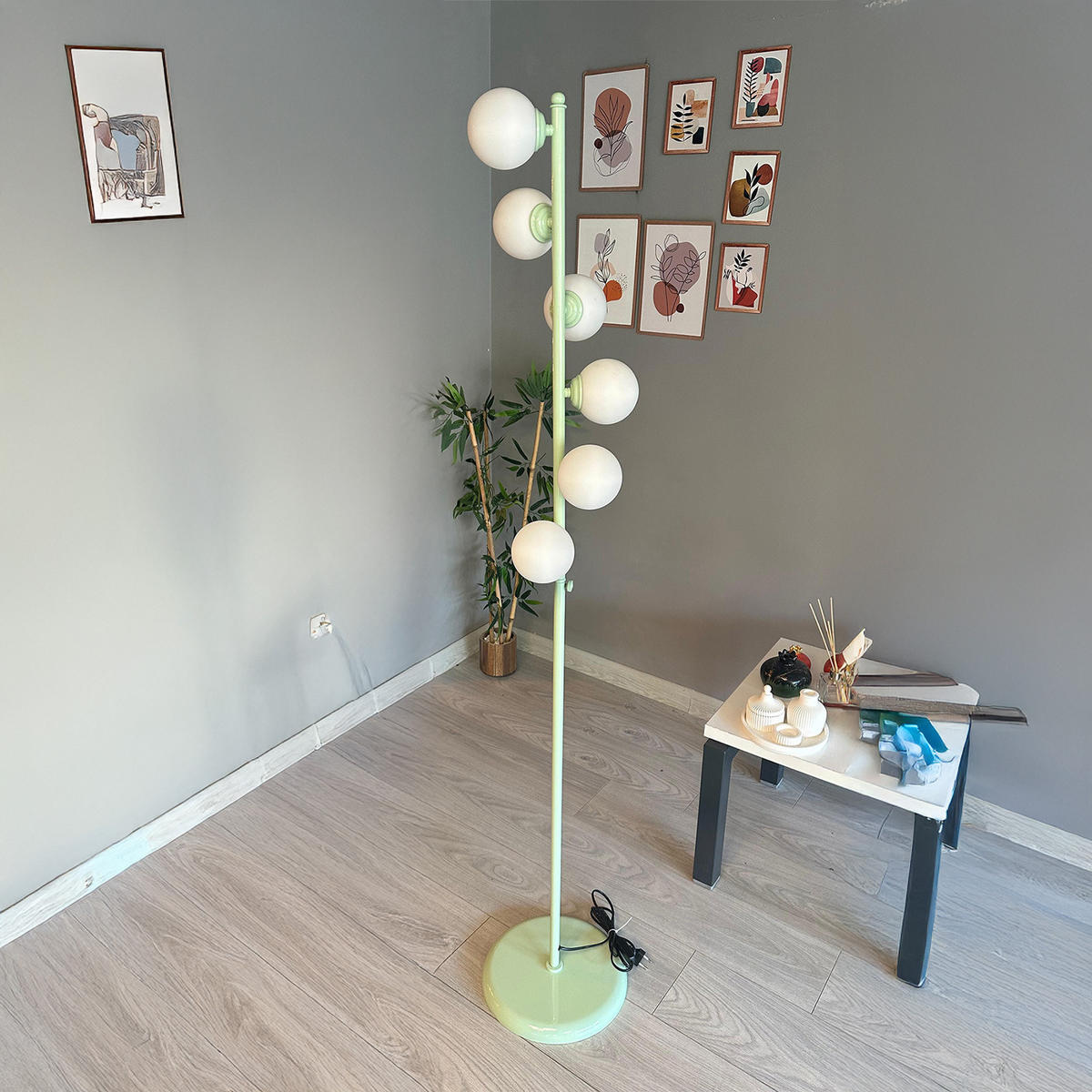 STEHLEUCHTE Orbion 148 Cm - Mintgrün, Metall (30/30/148cm) - Bamyum