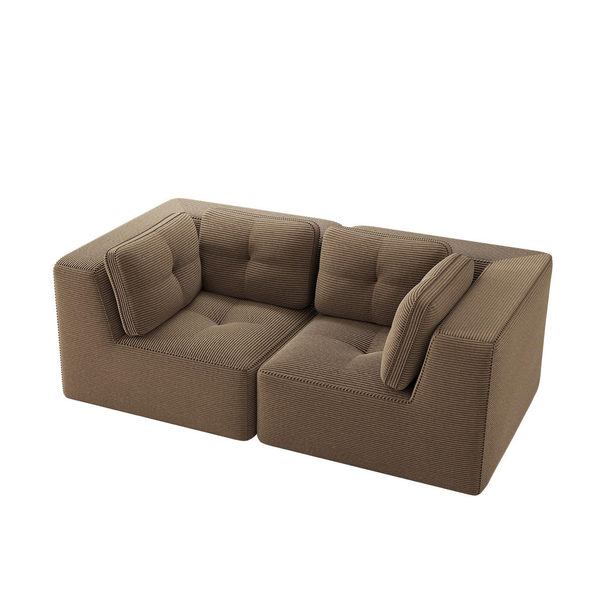 ECKSOFA 208/104/69 cm braun aus Cord mit modularem Design und weichem Komfort - Braun, Textil (104/208cm) - OKWISH
