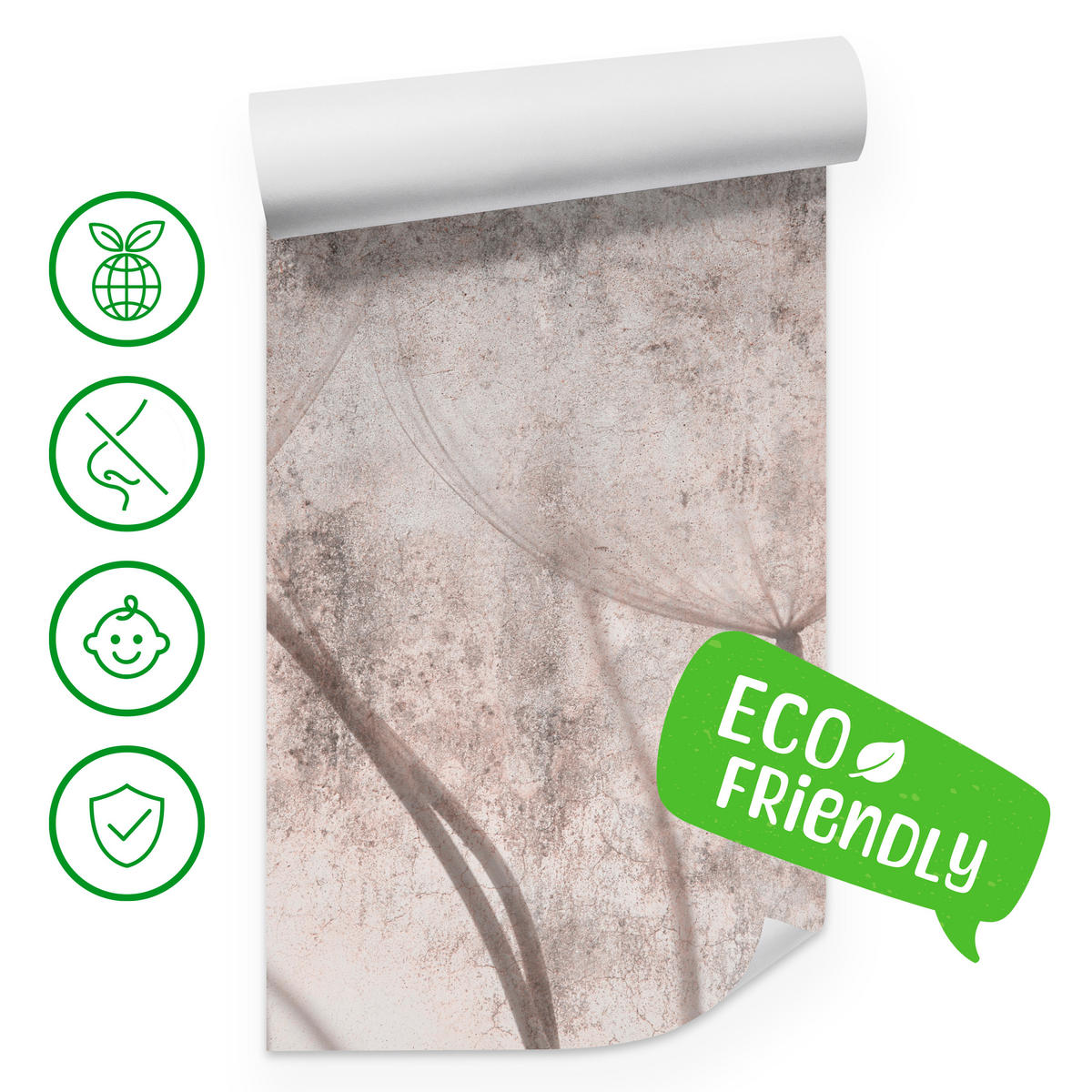 FOTOTAPETE für Schlafzimmer Retro Löwenzahn Beton Beige Minimalistisch 300x210 - Beige/Braun, Papier (300/210cm) - Muralo