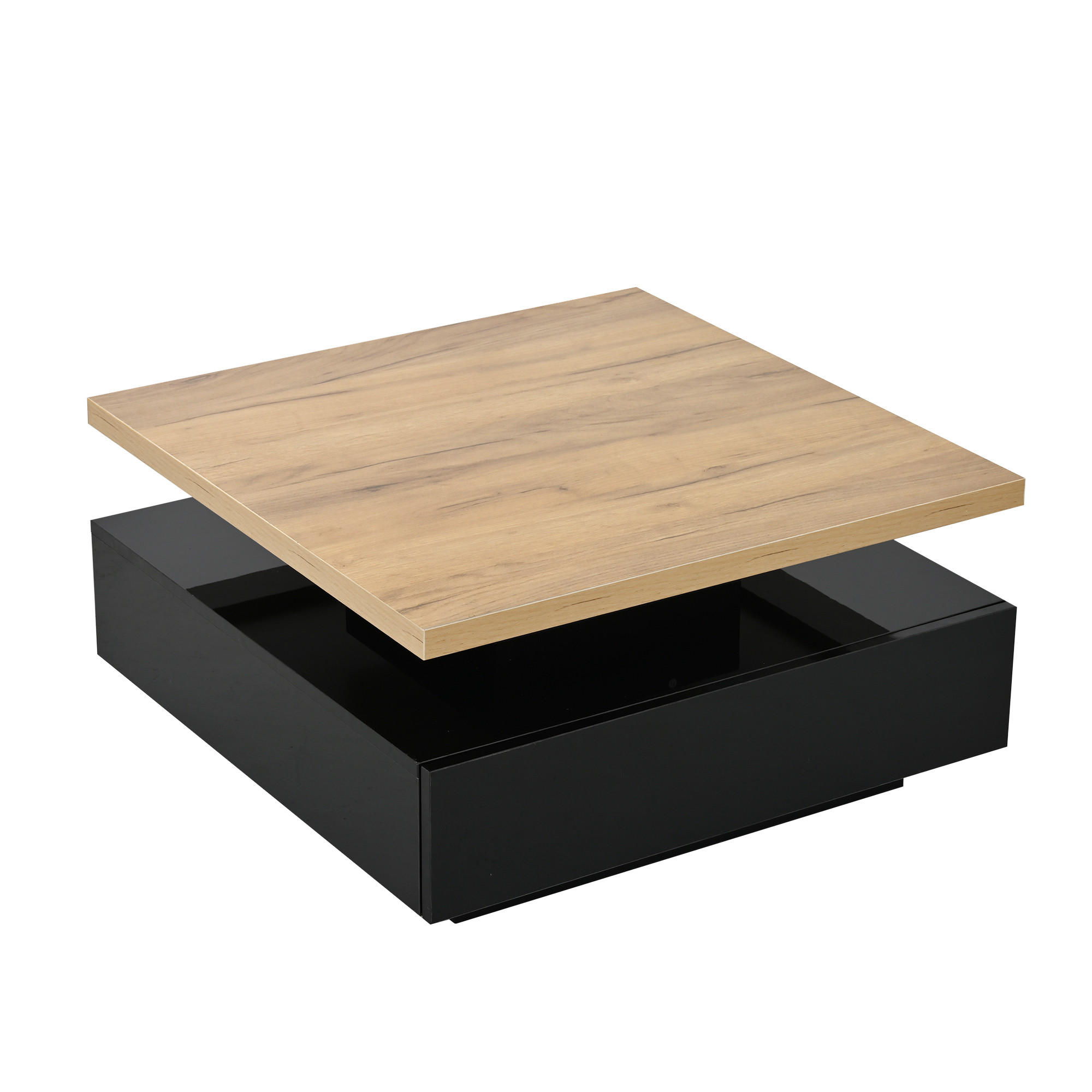 COUCHTISCH Schwarz/Walnuss 70/70/36 cm - Walnussfarben, Holzwerkstoff (70/70/36cm) - PANGIVO