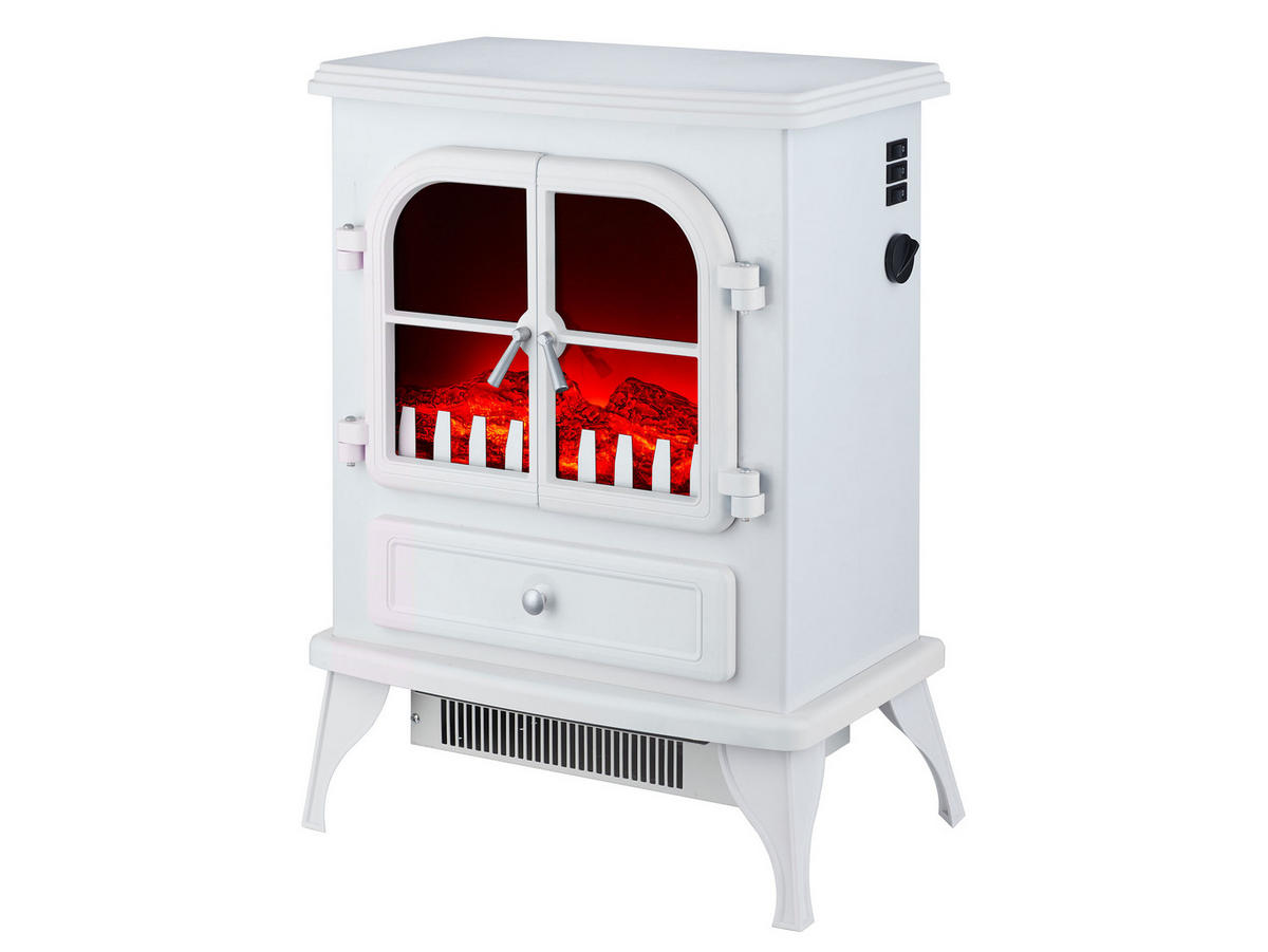 ELEKTROKAMIN Weiß Bodenmodell mit integrierter Heizung 2000 W - Weiß, Glas (43/55/31cm) - Purline